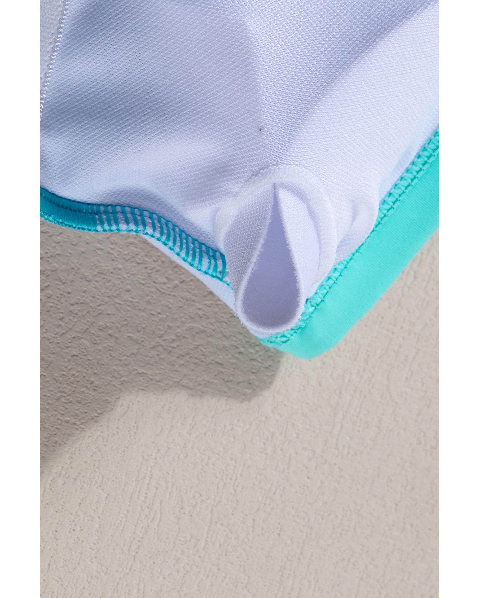 Blue Contrast Trim Crisscross Back High Waisted Bikini - S