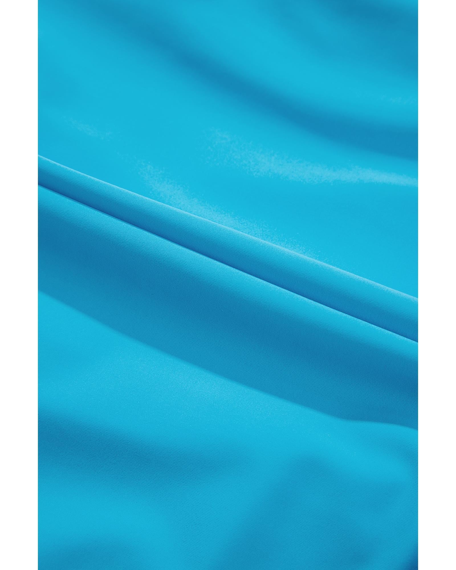 Light Blue Crossover Colorblock Cutout One Piece Swimsuit - M 8
