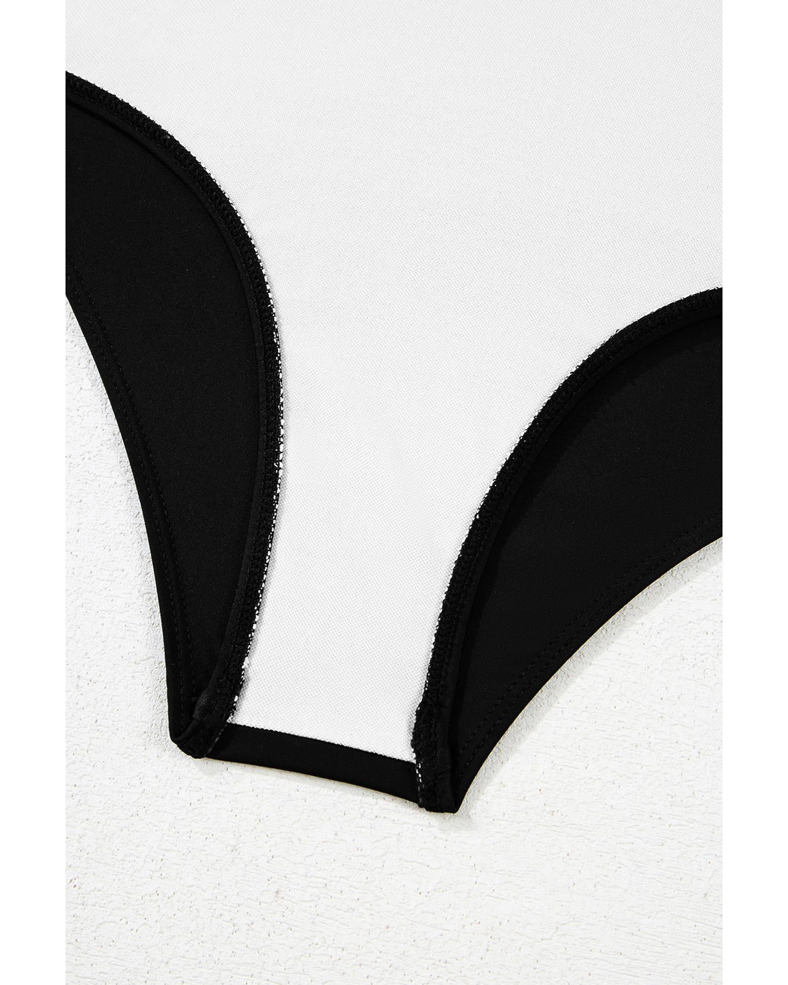 Black Leopard 2-tone Crossed Cutout Backless Monokini - S 6