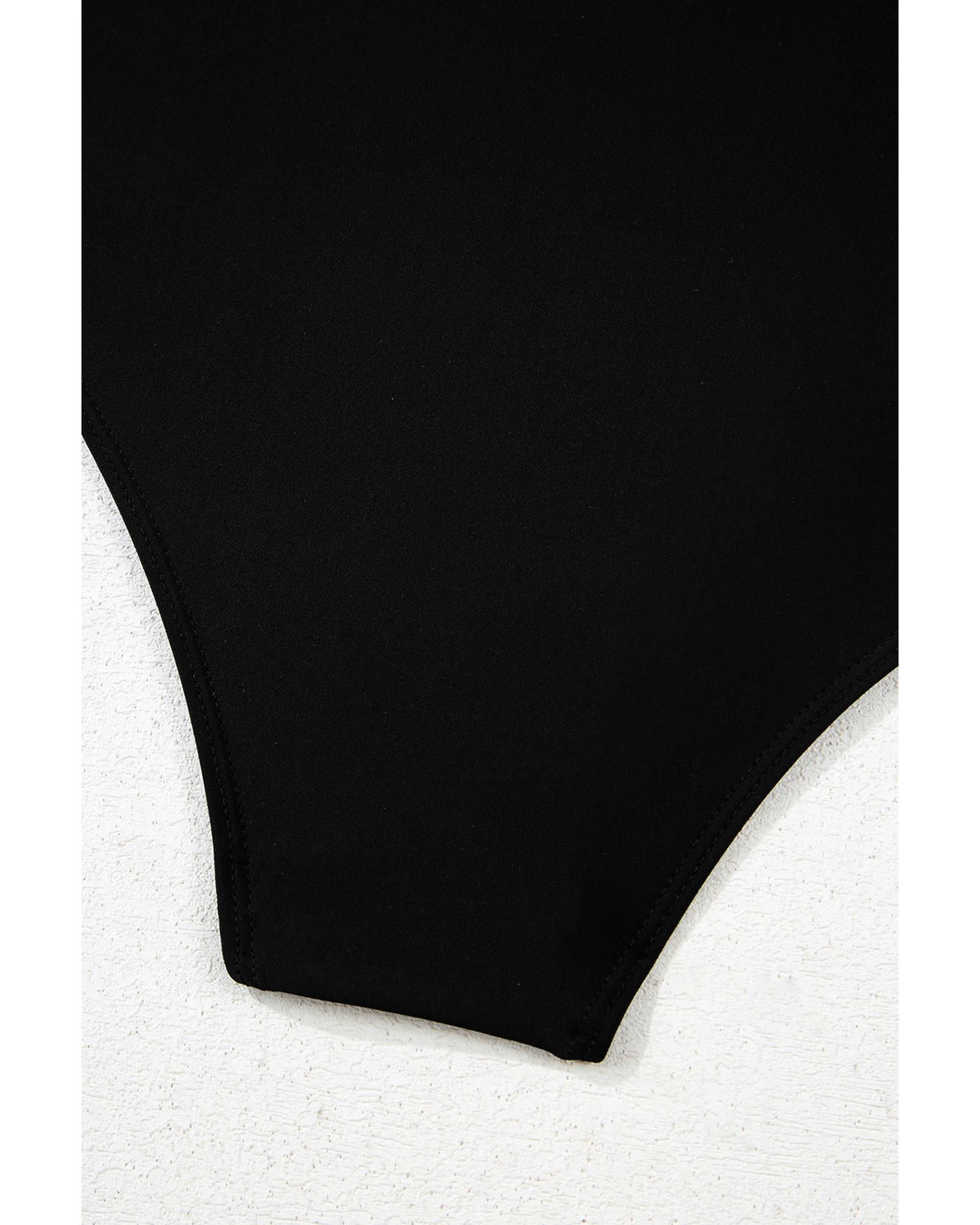 Black Leopard 2-tone Crossed Cutout Backless Monokini - S 7