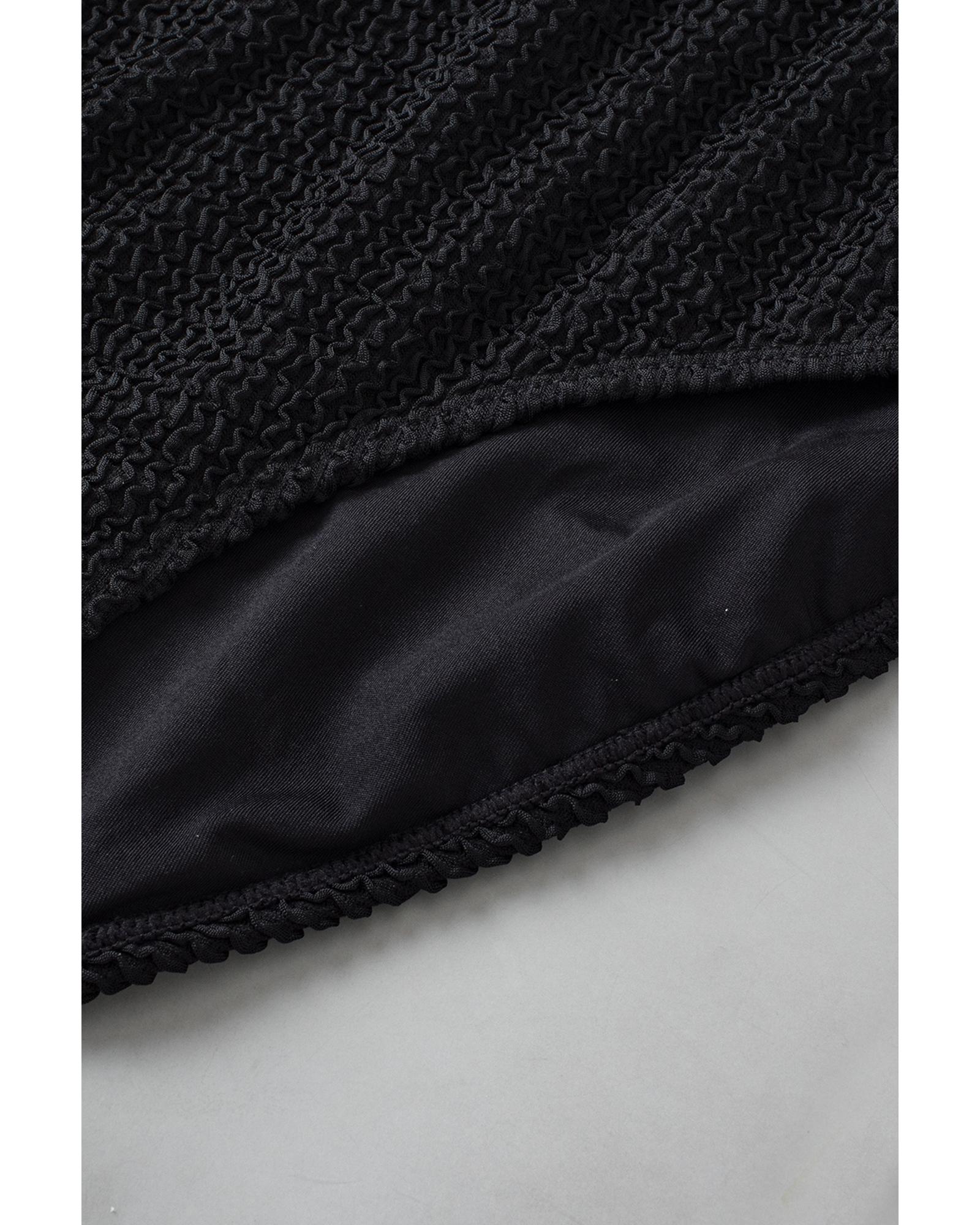 Black Geometric Trim High Waist Strapless One Piece Swimsuit - S 8