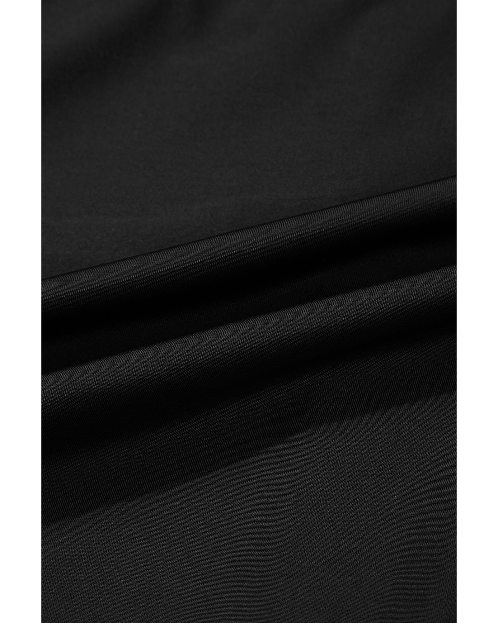 Black V Neck Twist Ruched Crisscross Backless One-Piece Swimsuit - S 3