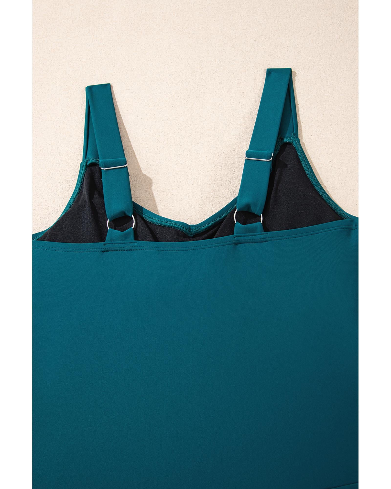 Sea Green Adjustable Straps Cutout Ruched Knot Slit One Piece Swim Dress - 2XL 7