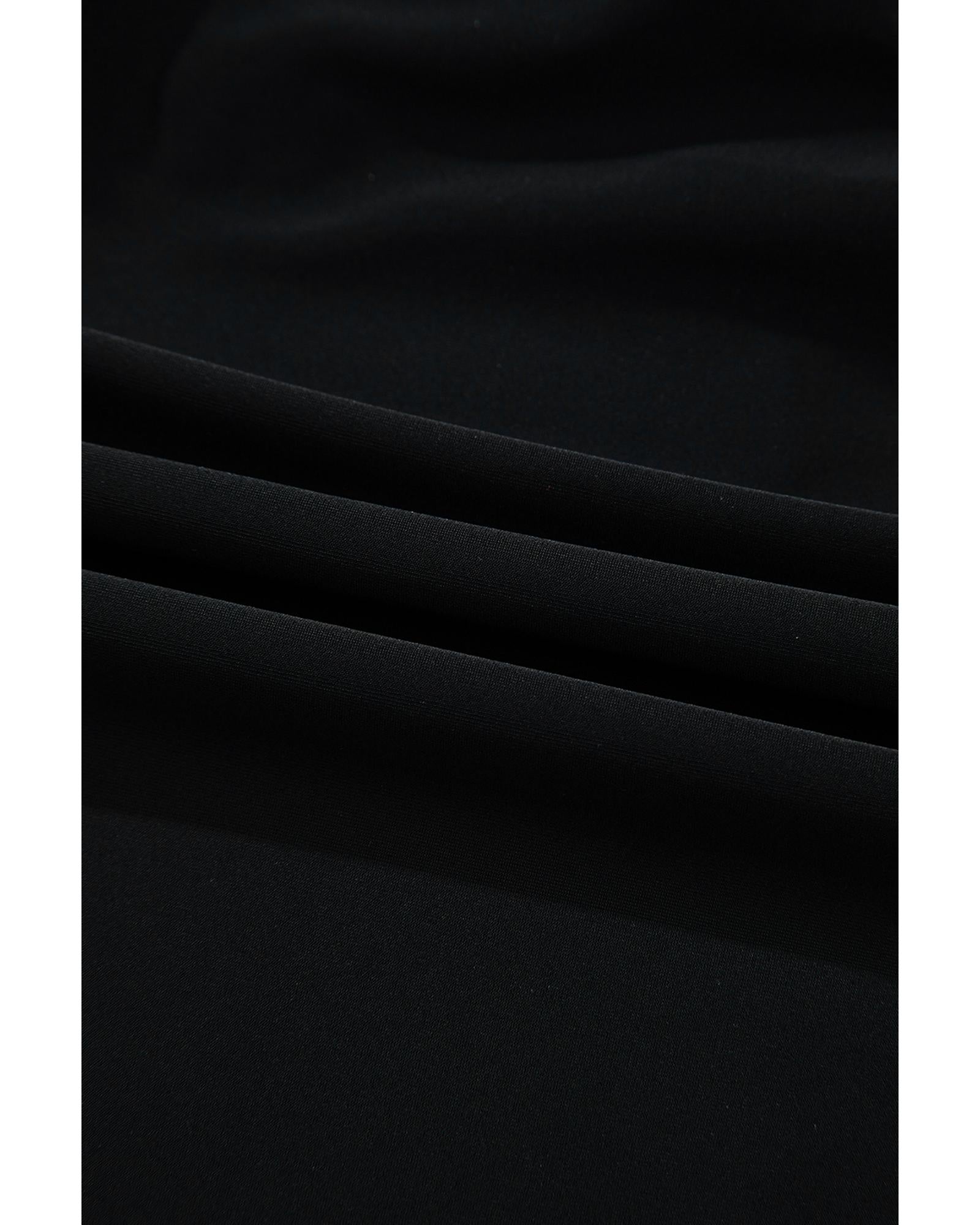 Black Sleeveless Strappy Halter Neck Sexy One Piece Swimsuit - S 5