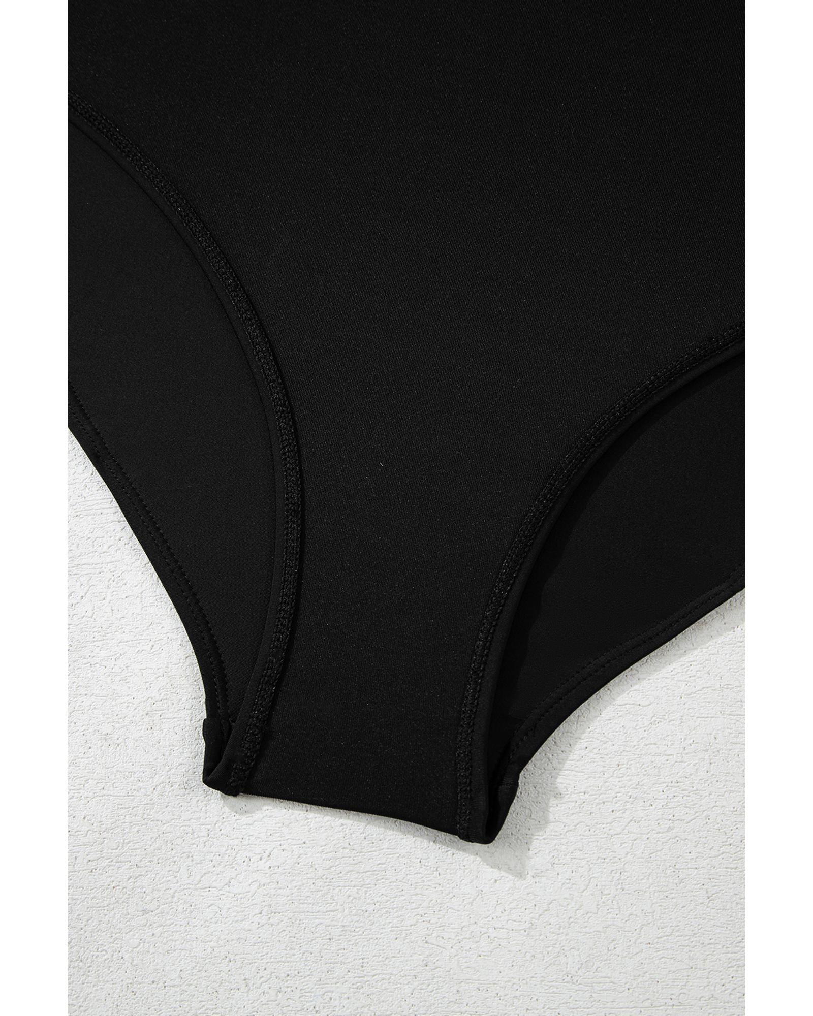 Black Side Tied Waist Square Neck Adjustable Straps A-line One Piece Swim Dress - S 6
