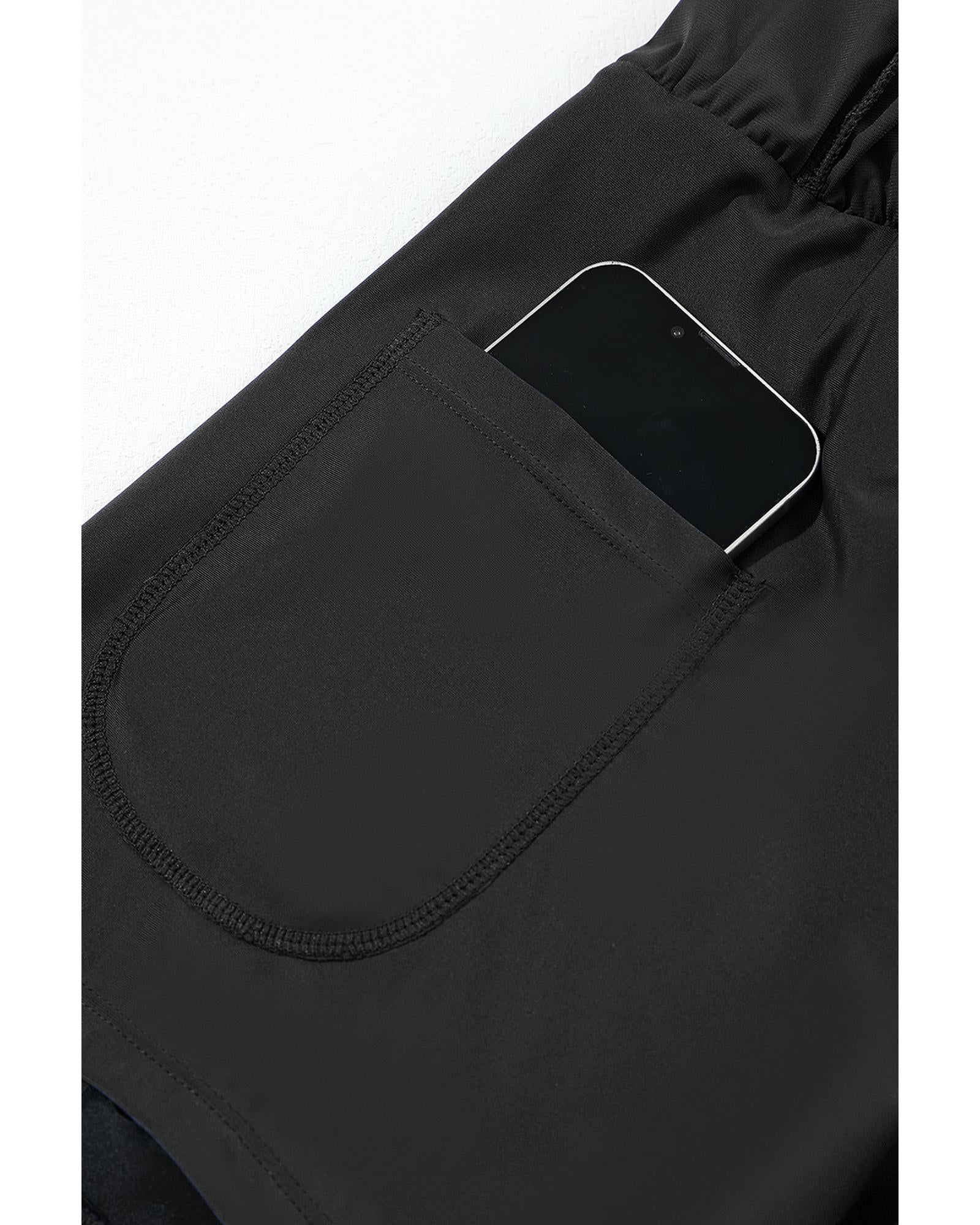Black Pocketed Wide Waistband Swim Shorts - L 5