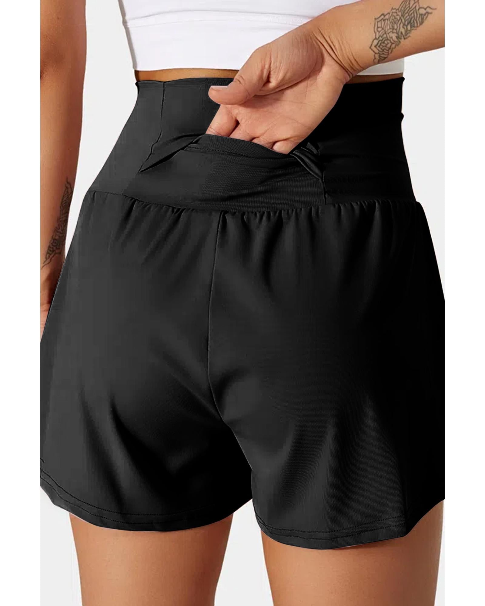 Black Pocketed Wide Waistband Swim Shorts - M