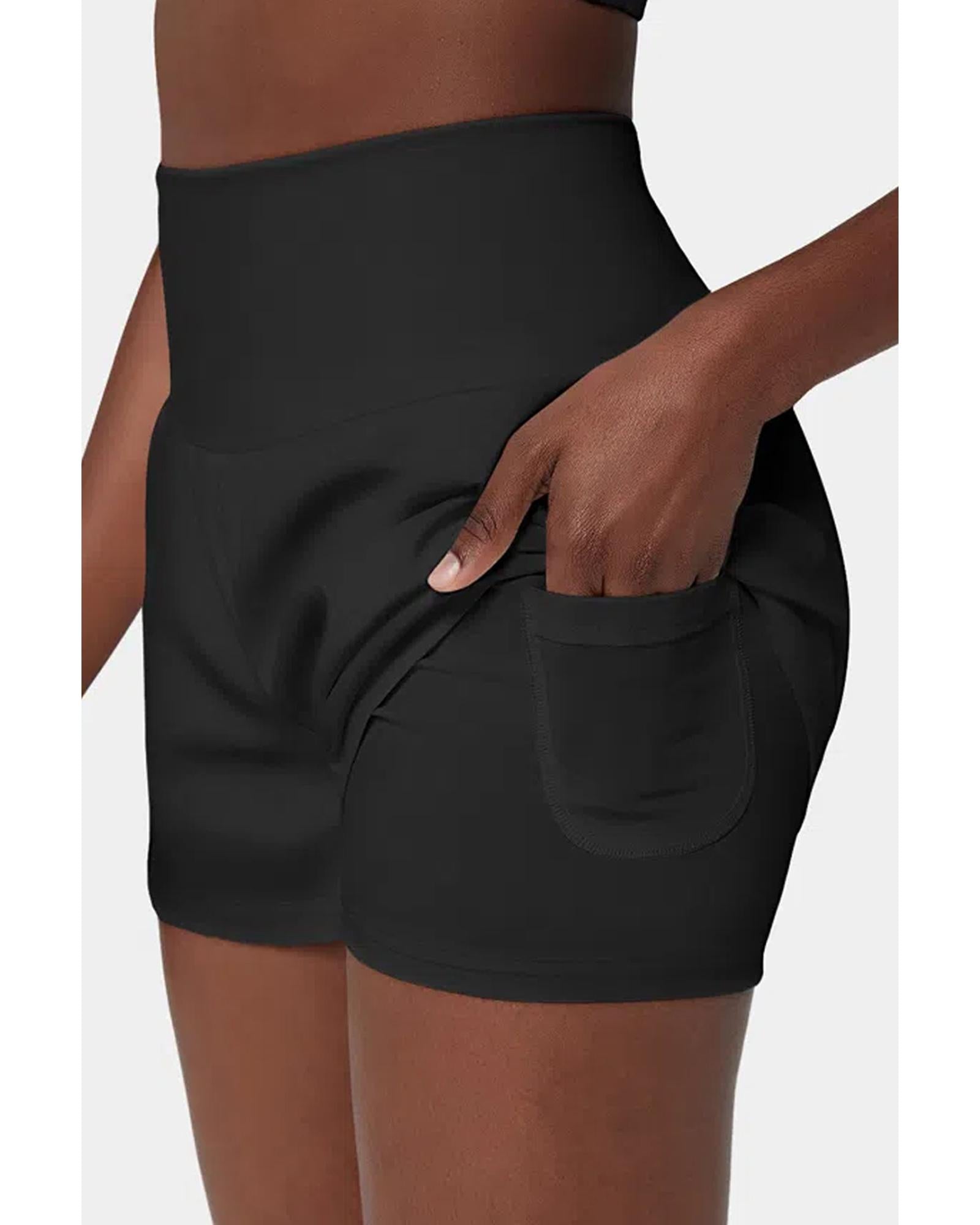 Black Pocketed Wide Waistband Swim Shorts - M 4
