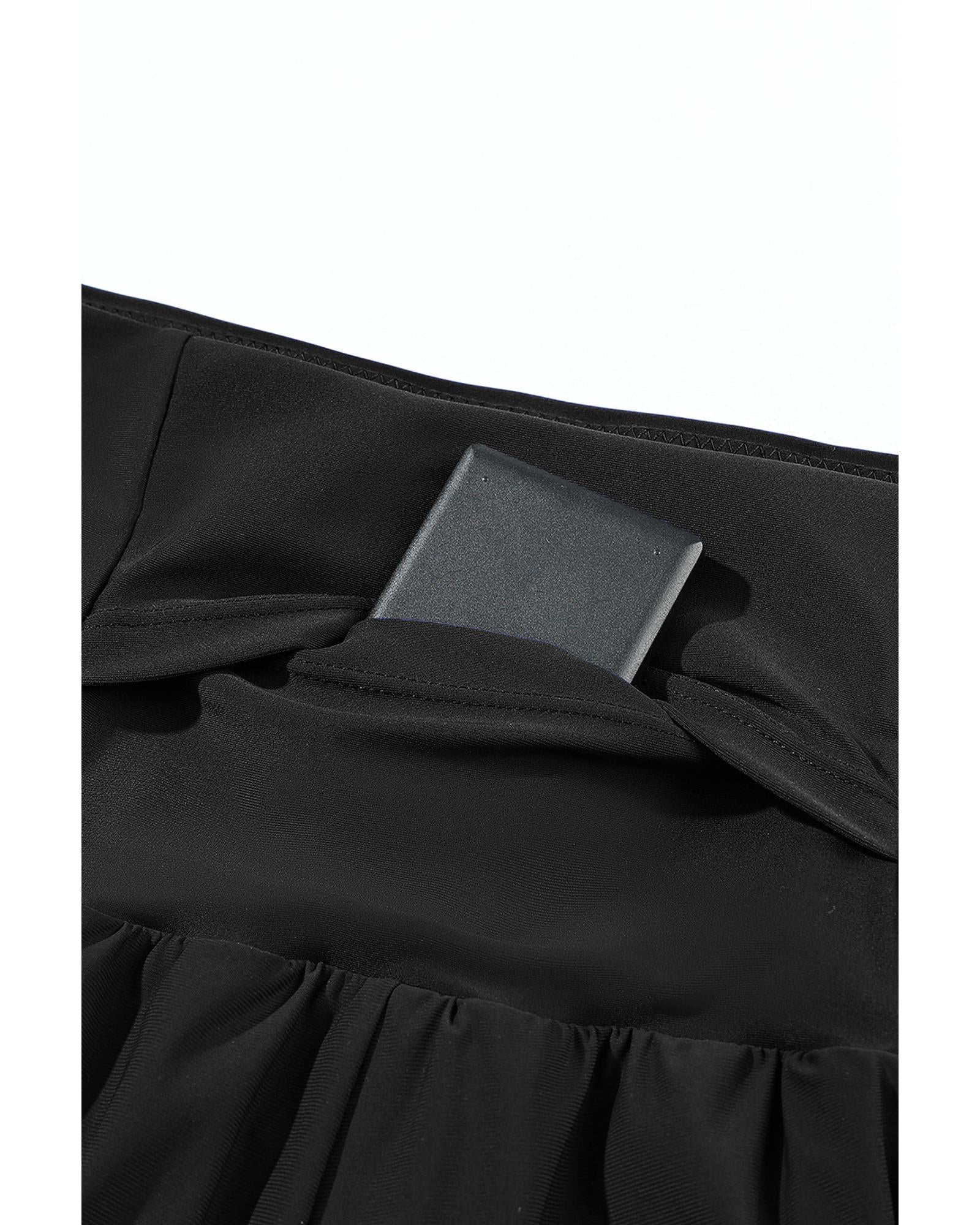 Black Pocketed Wide Waistband Swim Shorts - S 5