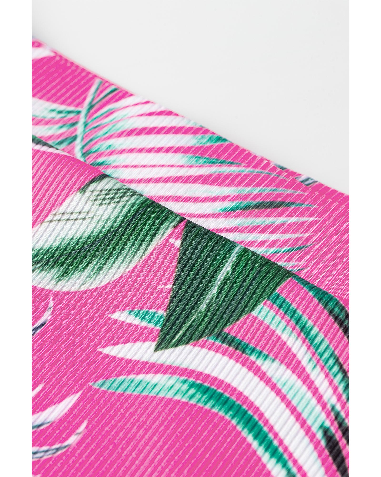 Rose Tropical Print Textured Bikini Bottoms - L 8