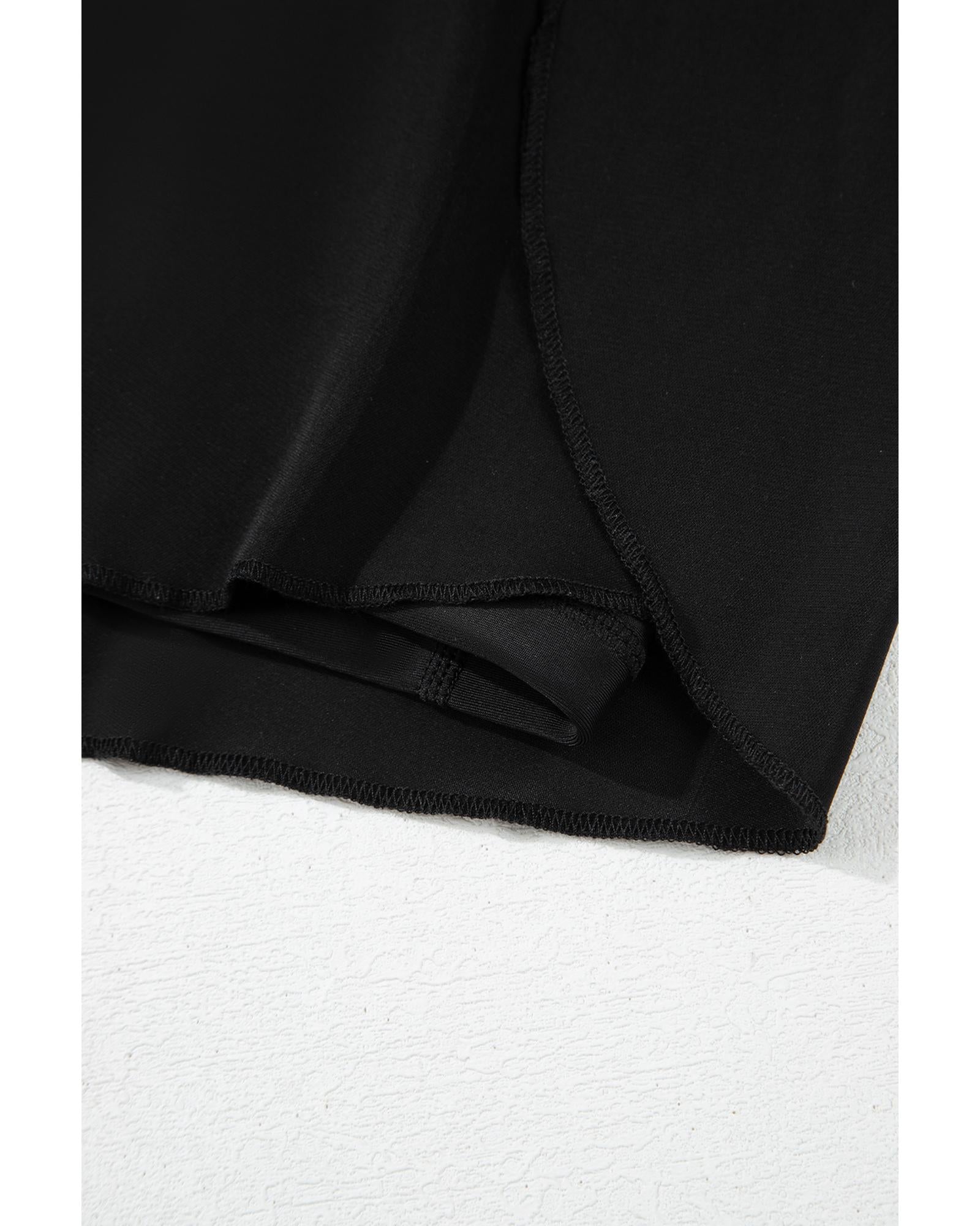 Black High Waisted Drawstring 2-in-1 Side Pocket Color Block Bikini Shorts - M 4