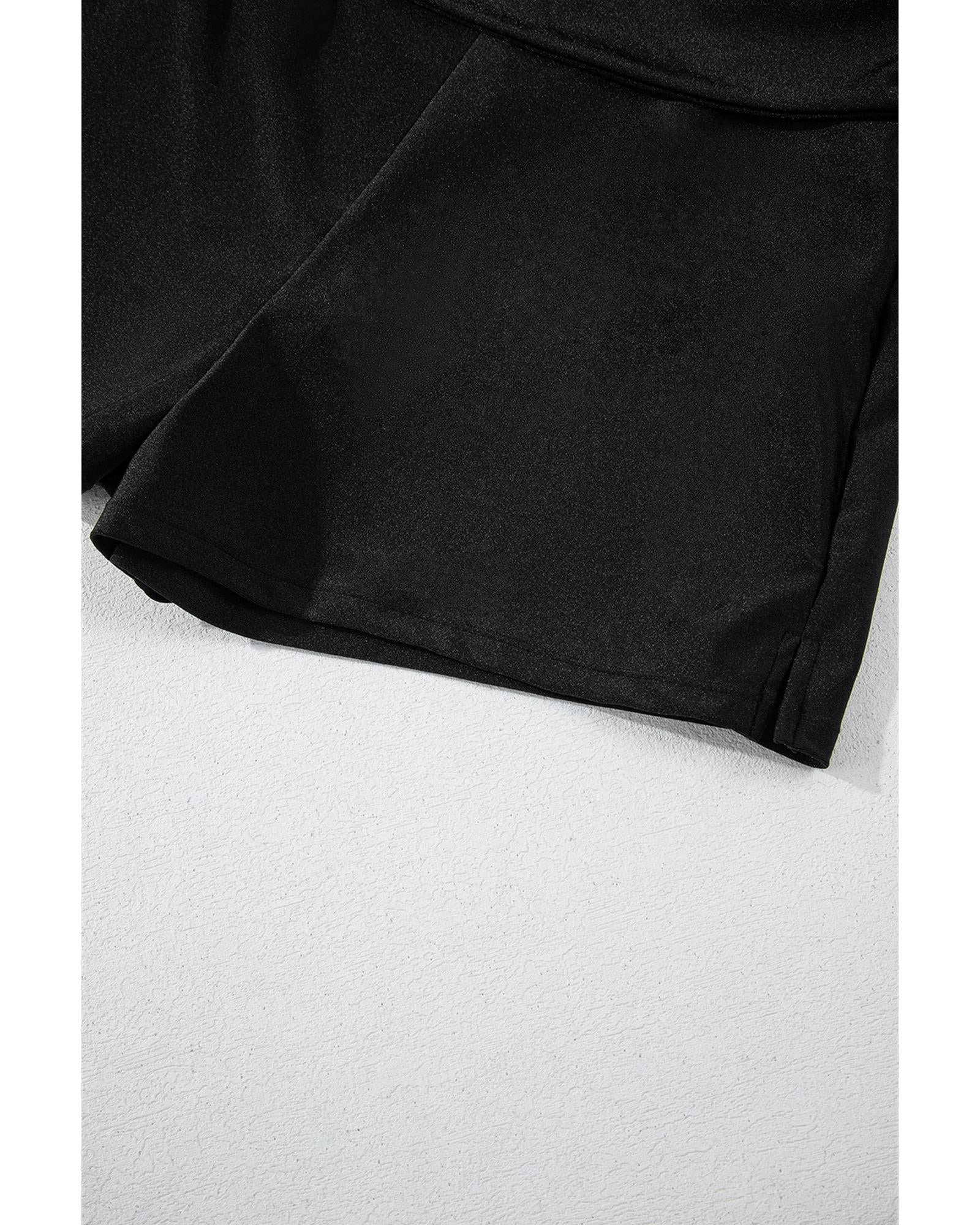 Black Drawstring Ruched High Waist Loose Swim Shorts - XL 6