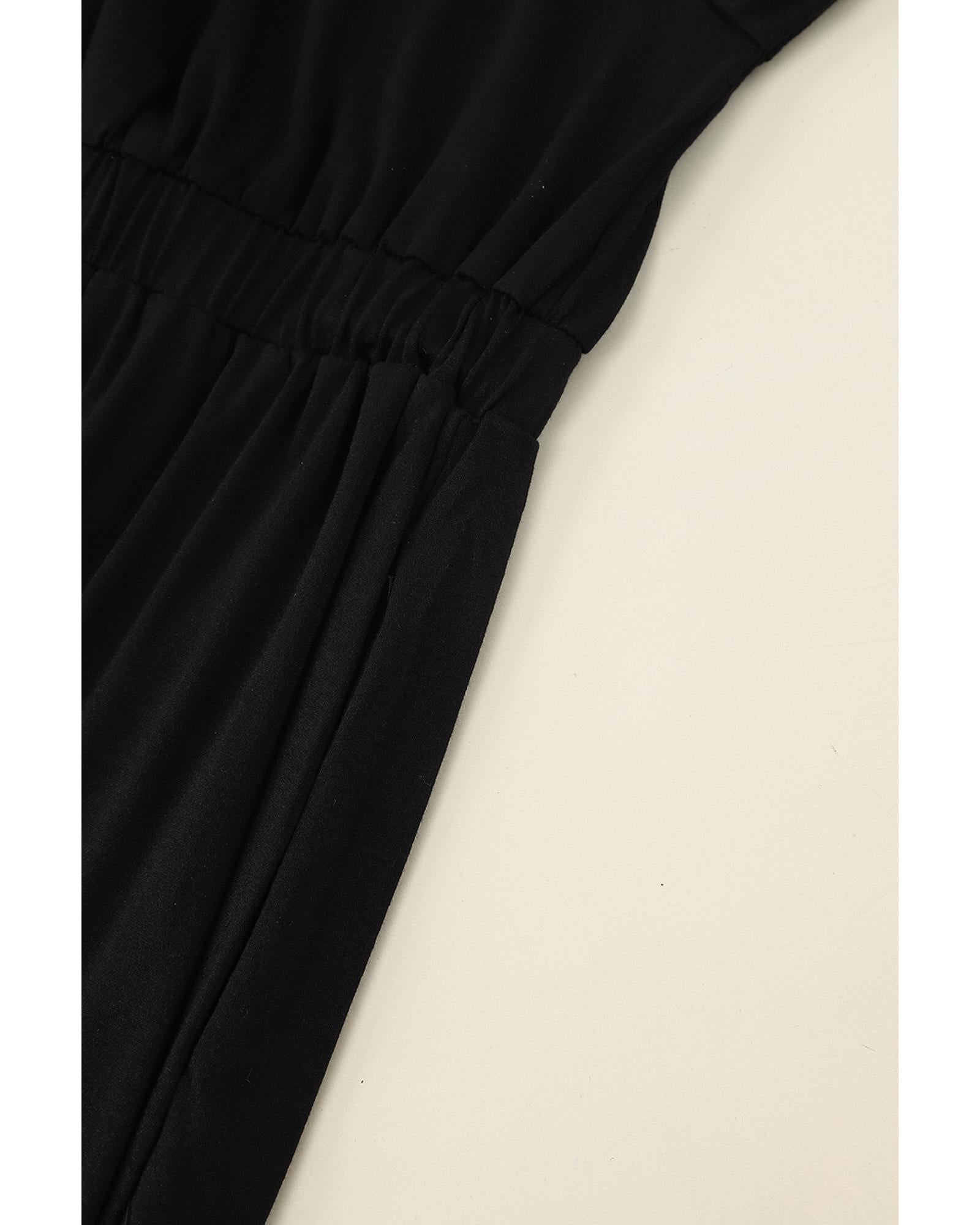 Black Button Up High Waist Long Sleeve Dress - M 5
