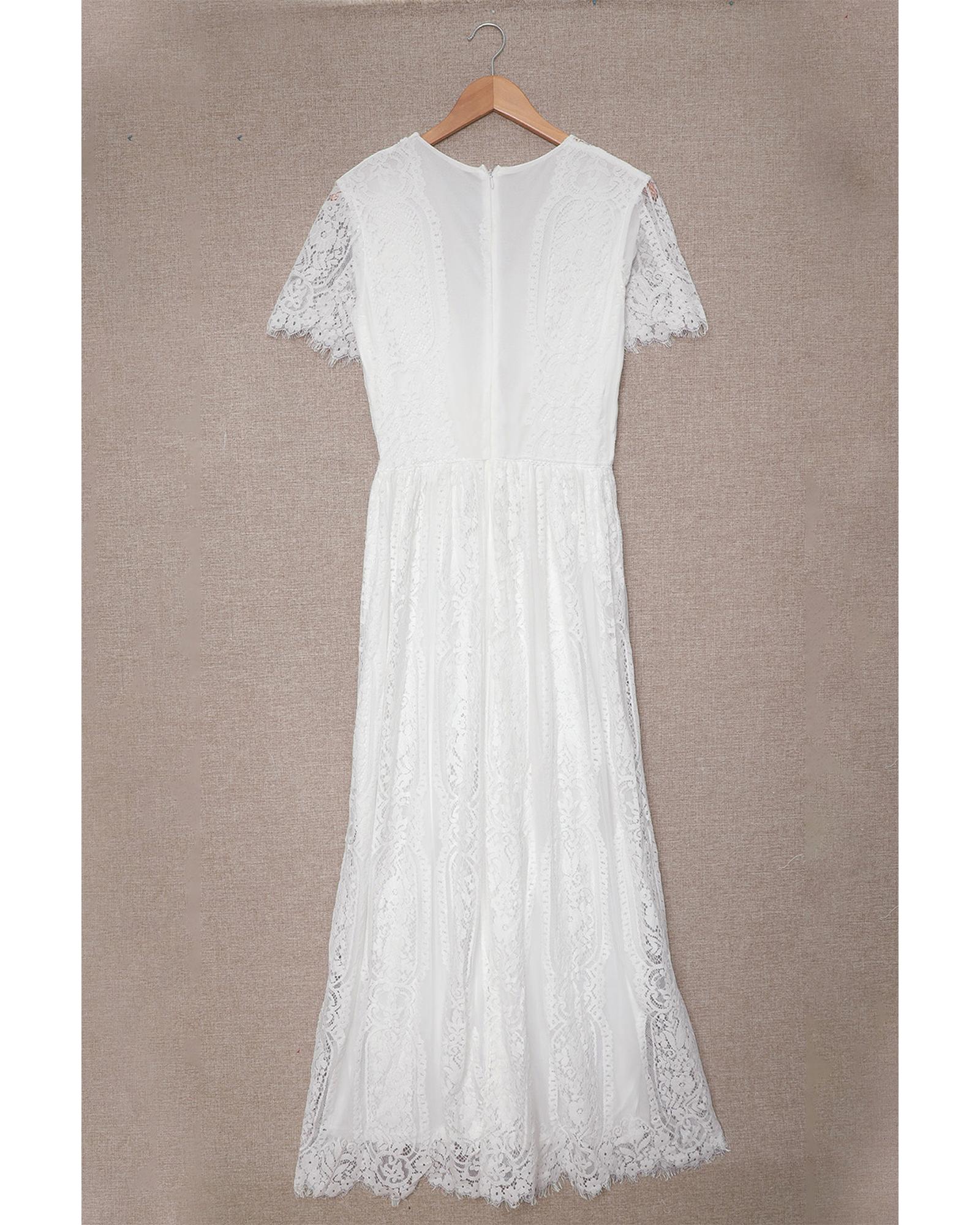 Azura Exchange White Blue Fill Your Heart Lace Maxi Dress - 2XL 4
