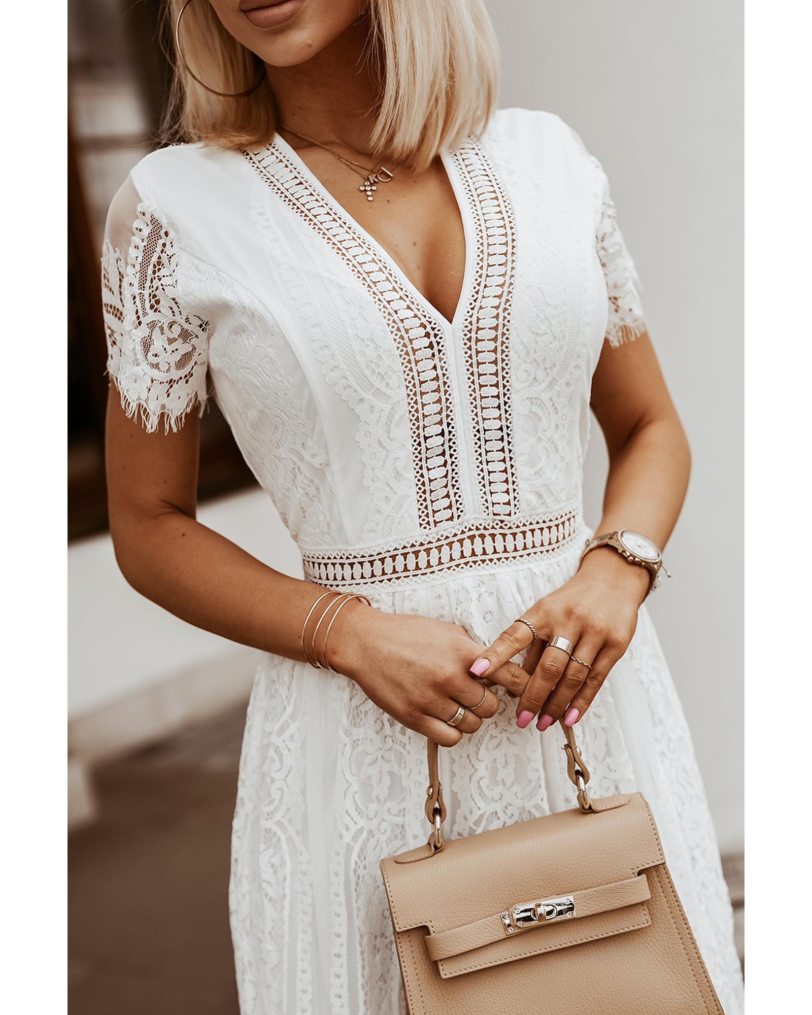 Azura Exchange White Blue Fill Your Heart Lace Maxi Dress - 2XL 6