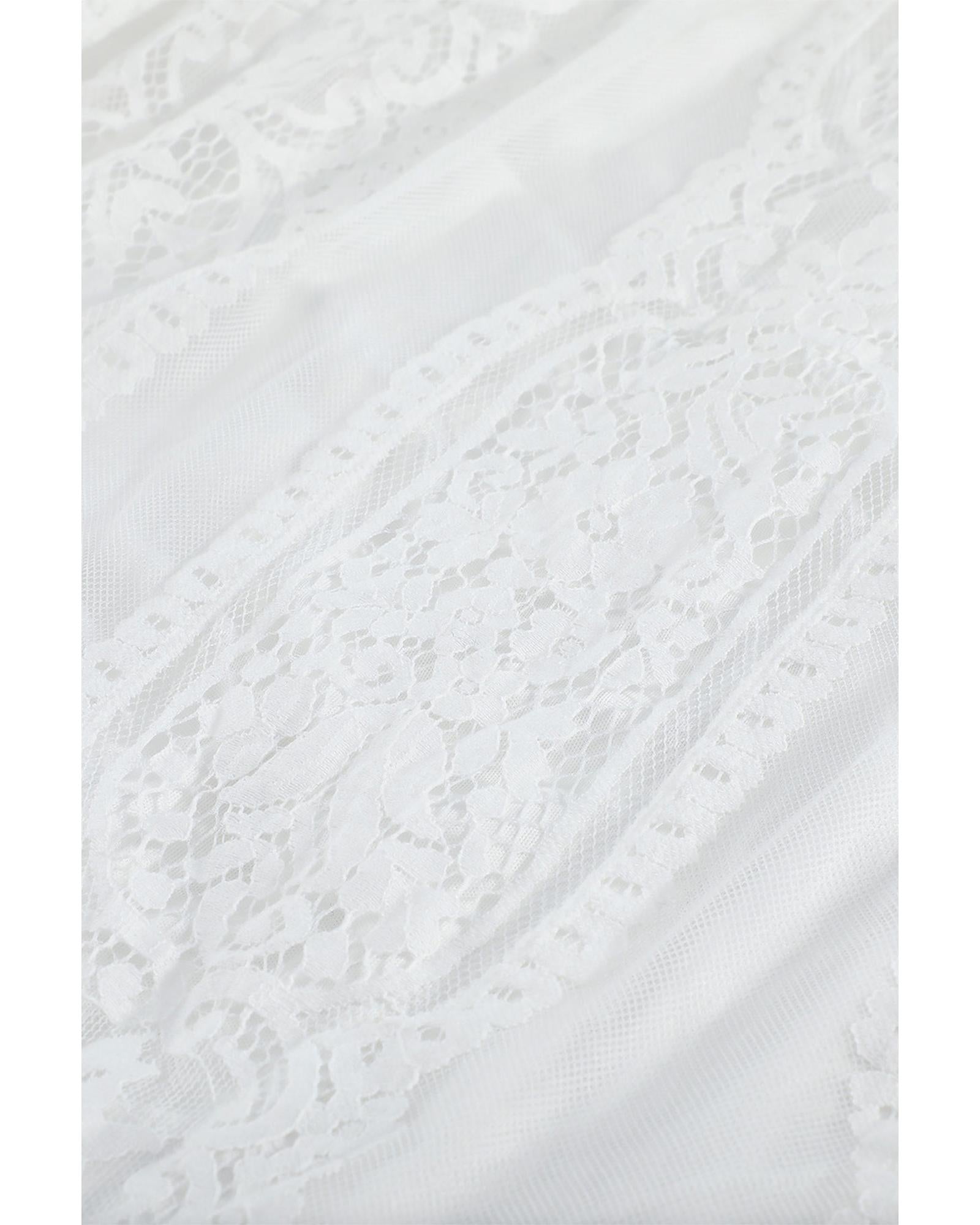 Azura Exchange White Blue Fill Your Heart Lace Maxi Dress - L