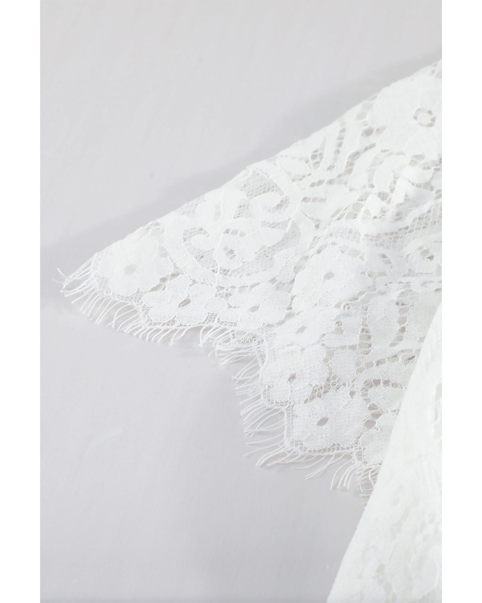 Azura Exchange White Blue Fill Your Heart Lace Maxi Dress - S 8