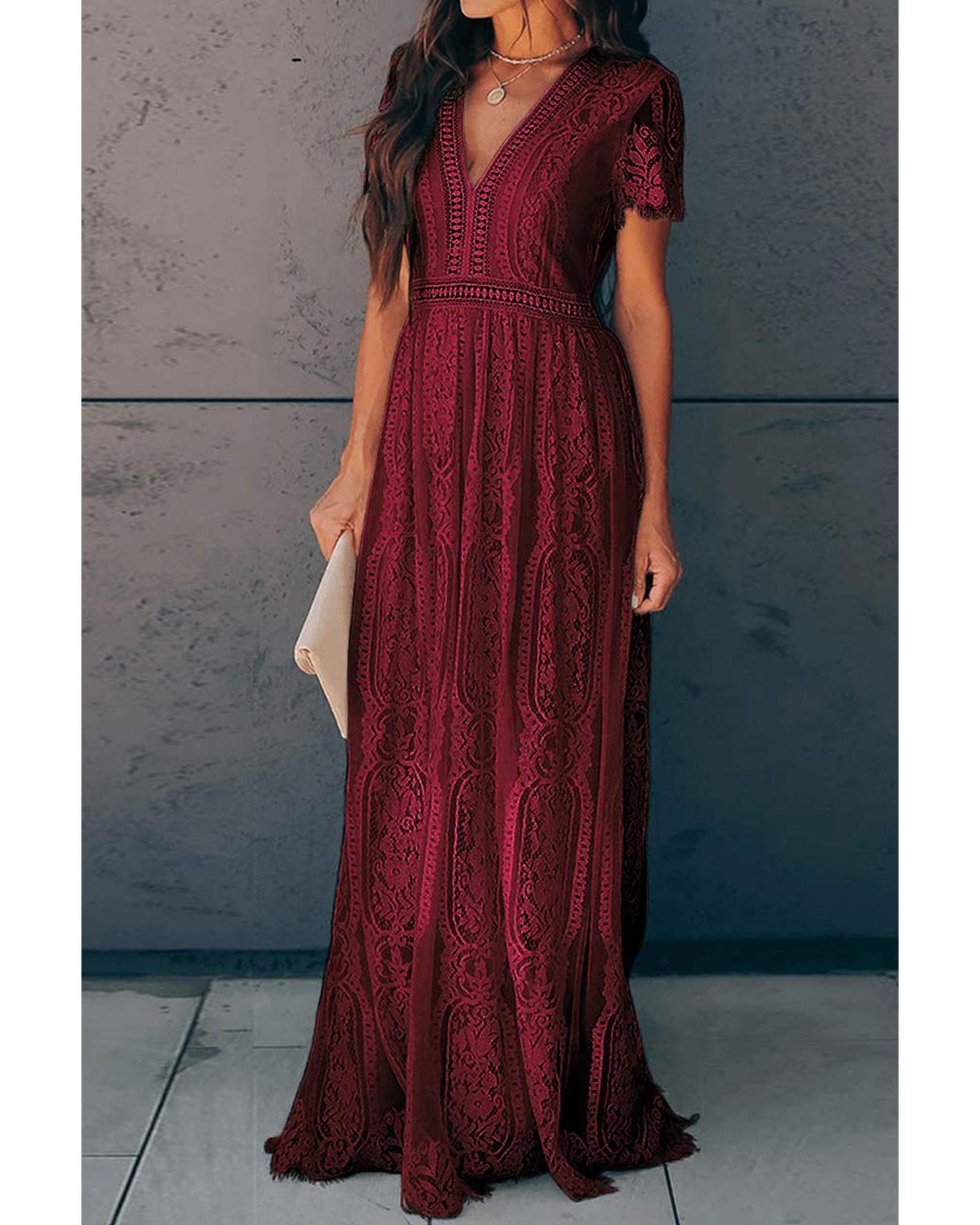 Red Blue Fill Your Heart Lace Maxi Dress - 2XL 3