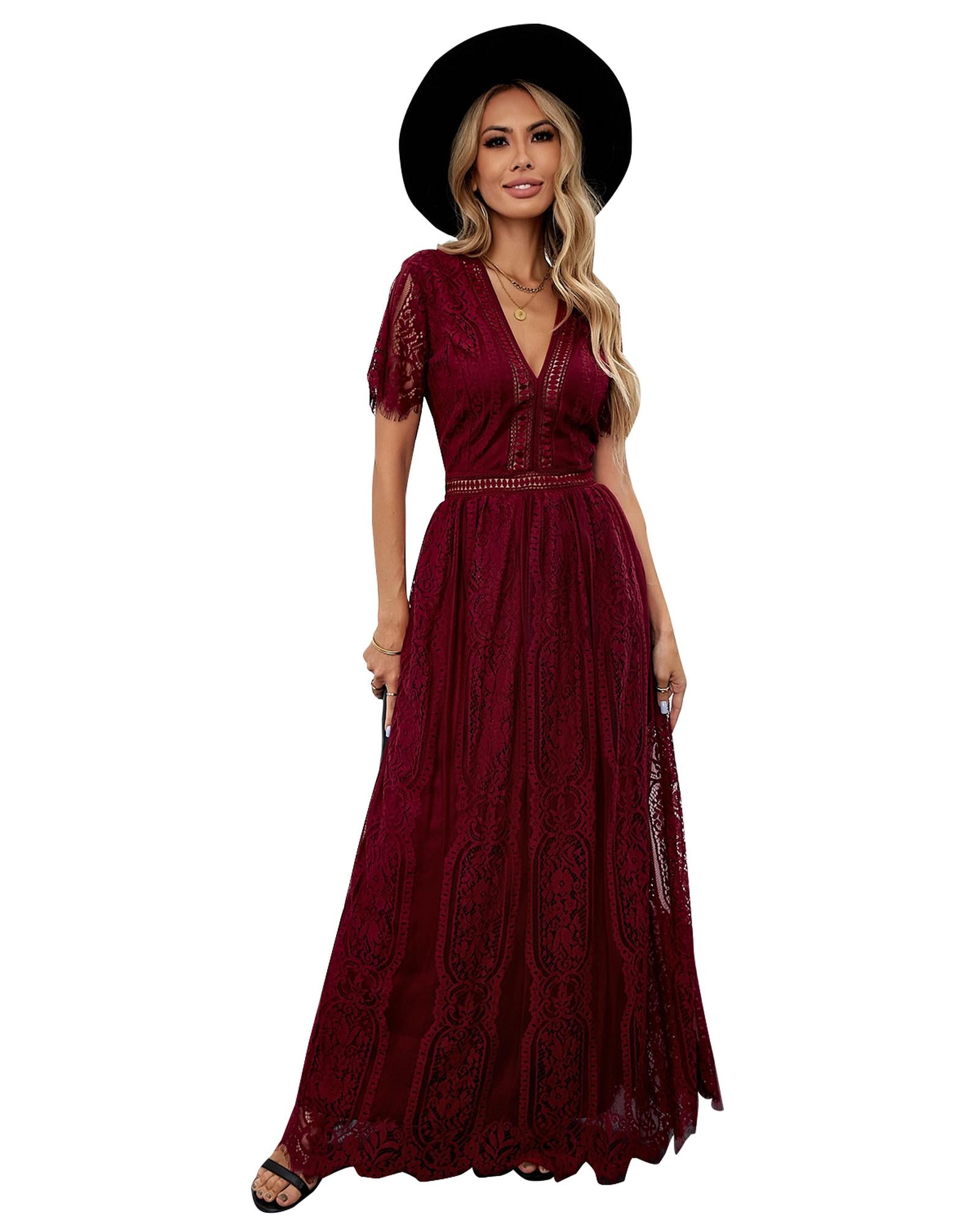 Red Blue Fill Your Heart Lace Maxi Dress - 2XL 5