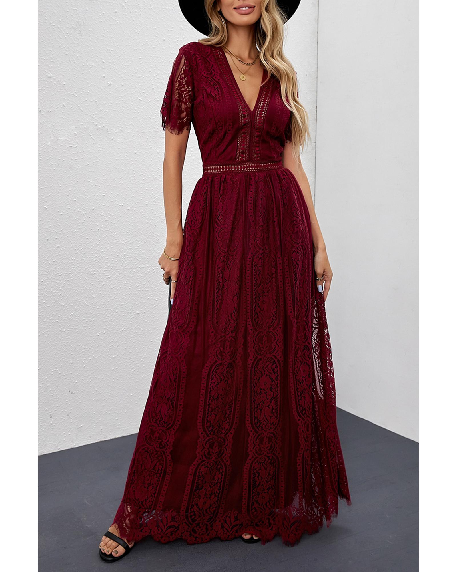 Red Blue Fill Your Heart Lace Maxi Dress - 2XL 7