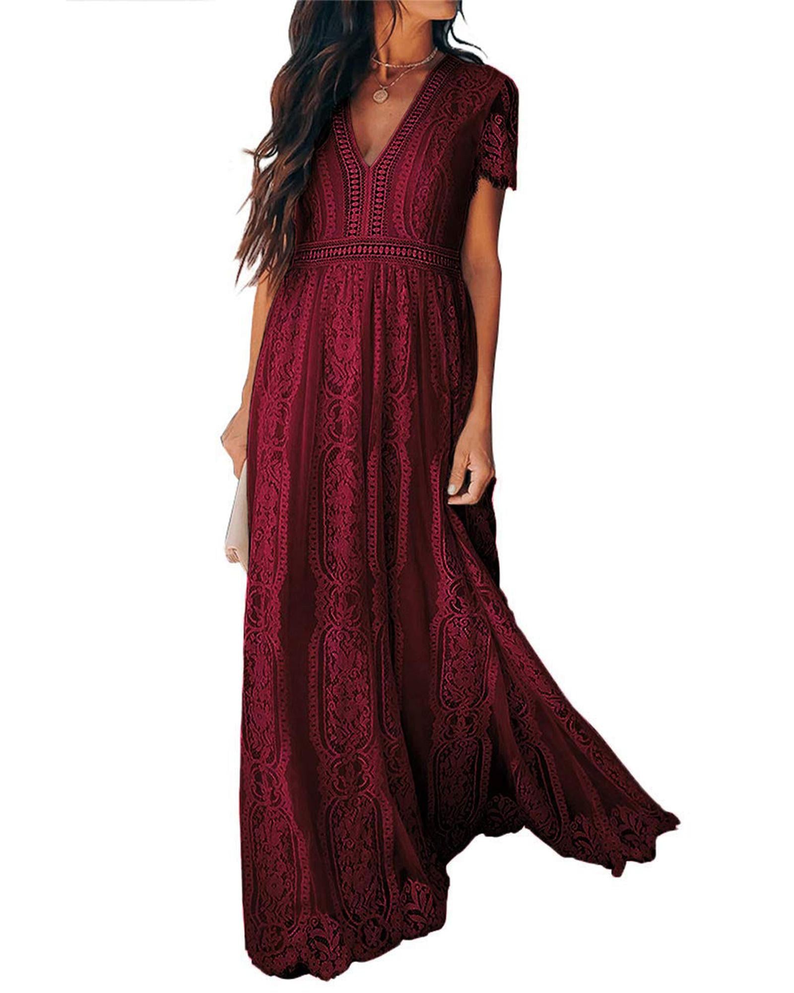 Red Blue Fill Your Heart Lace Maxi Dress - S 6