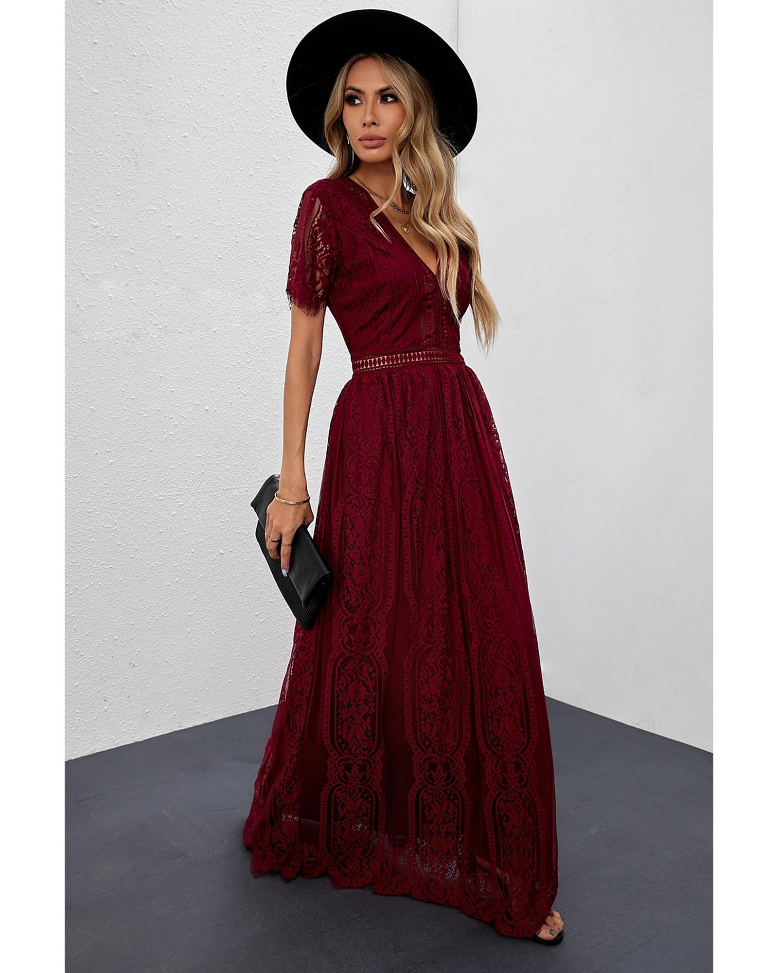 Red Blue Fill Your Heart Lace Maxi Dress - XL 3