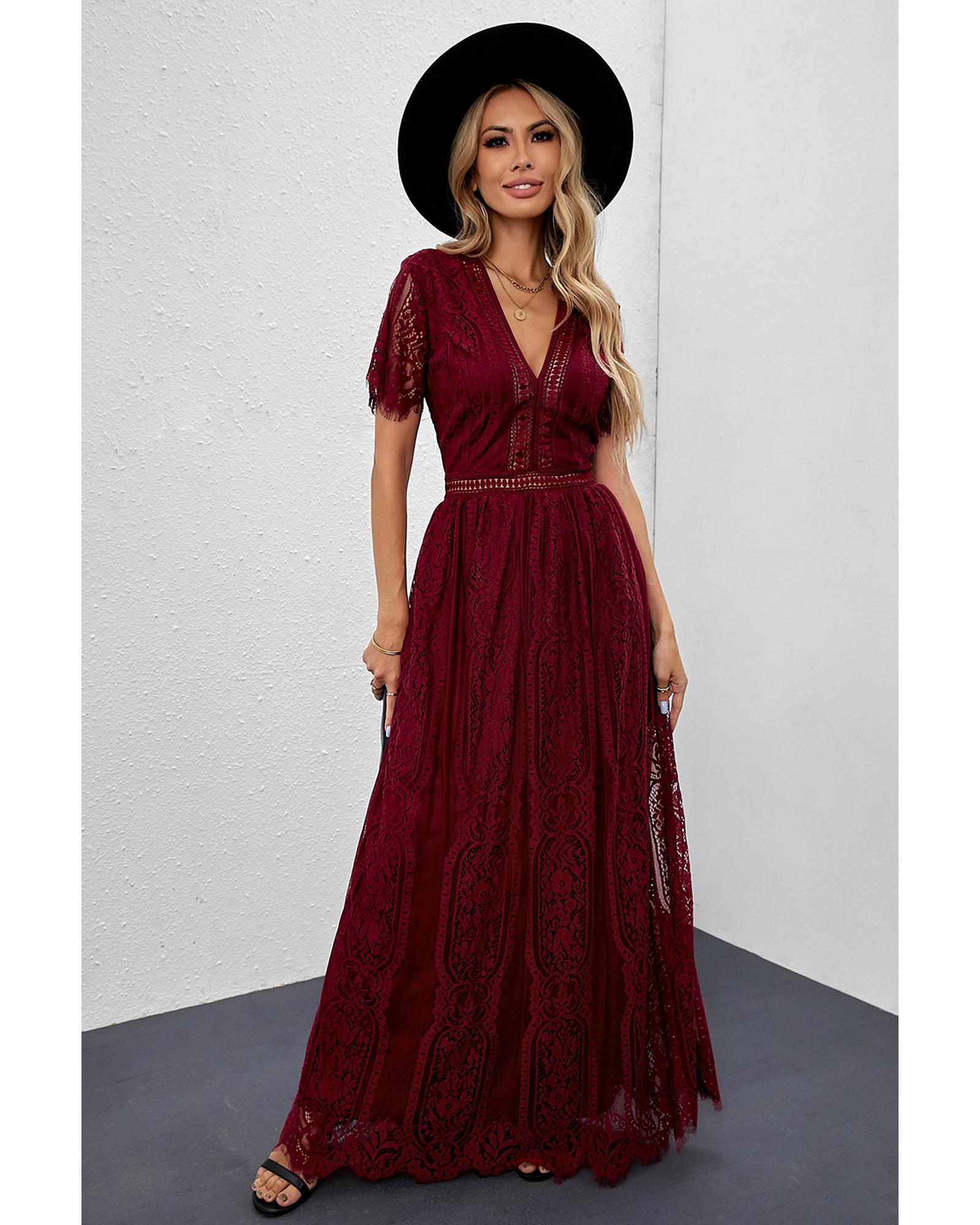 Red Blue Fill Your Heart Lace Maxi Dress - XL 8