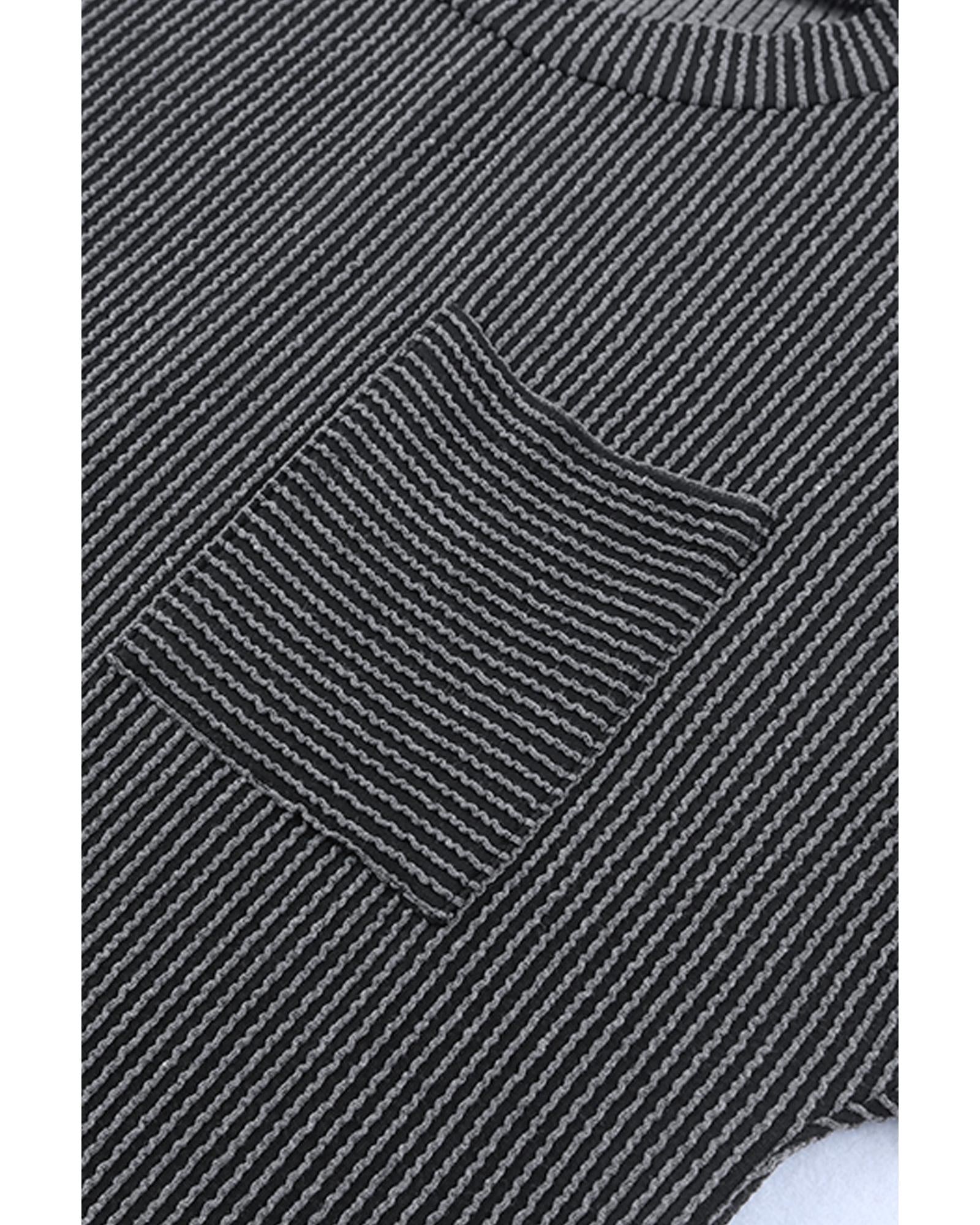 Gray Striped Ribbed Knit T-shirt Shift Dress - XL
