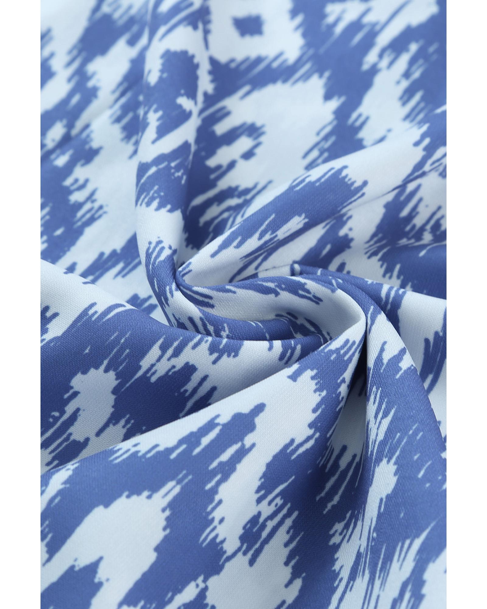 Azura Exchange Sky Blue V Neck Casual Geometric Print Maxi Dress - S 6