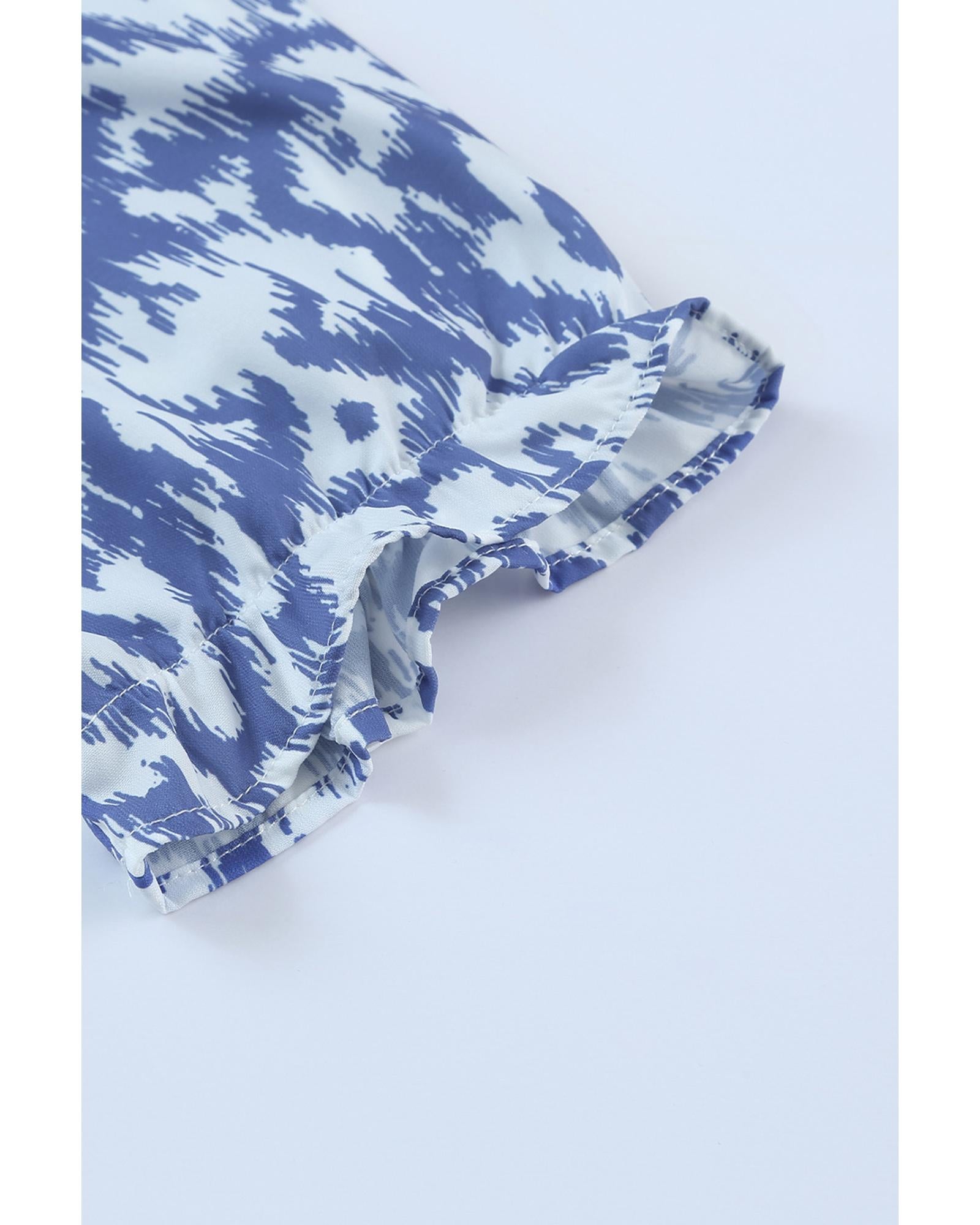 Azura Exchange Sky Blue V Neck Casual Geometric Print Maxi Dress - S 7