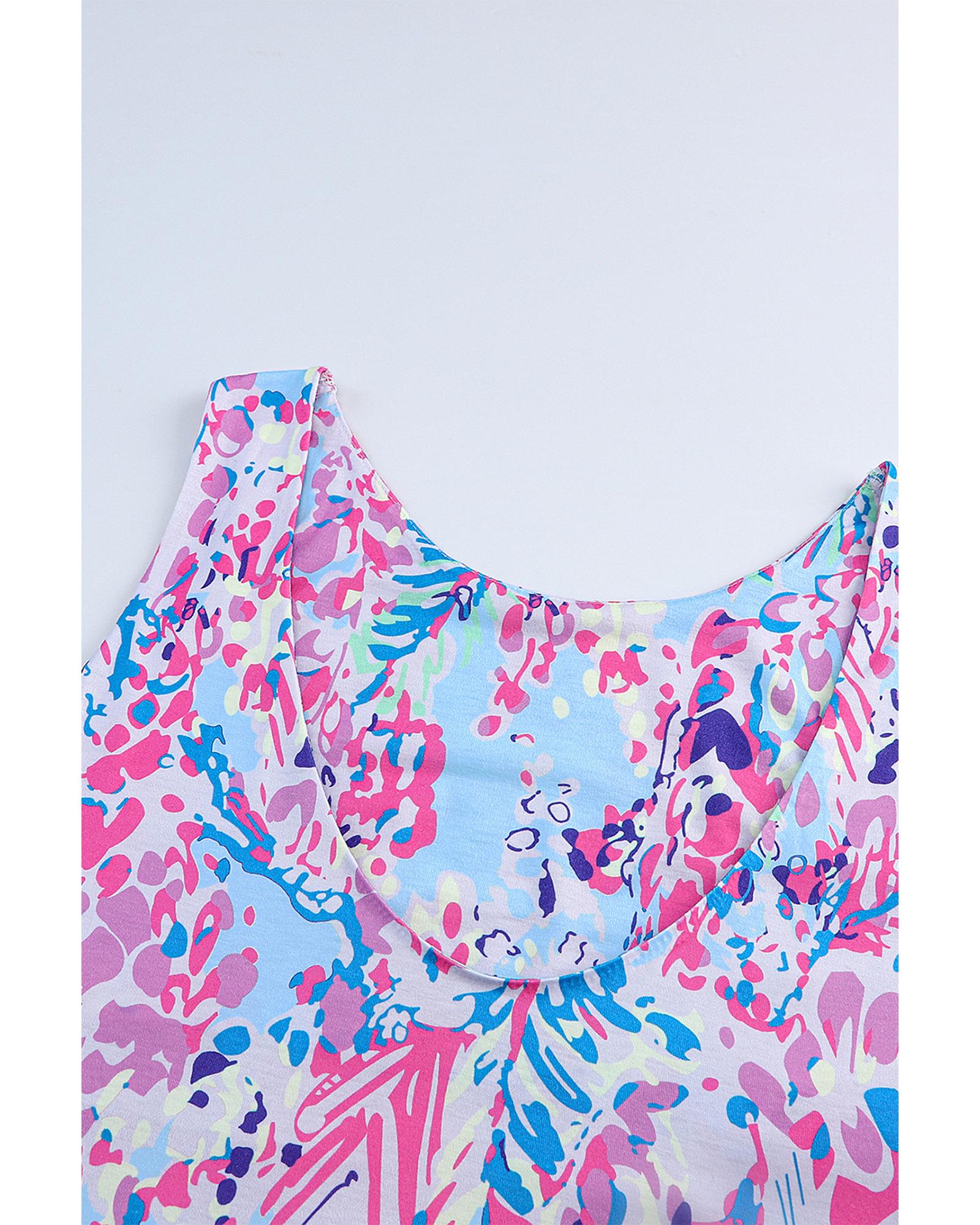 Azura Exchange Purple Abstract Floral Print Sleeveless Maxi Dress - L 5