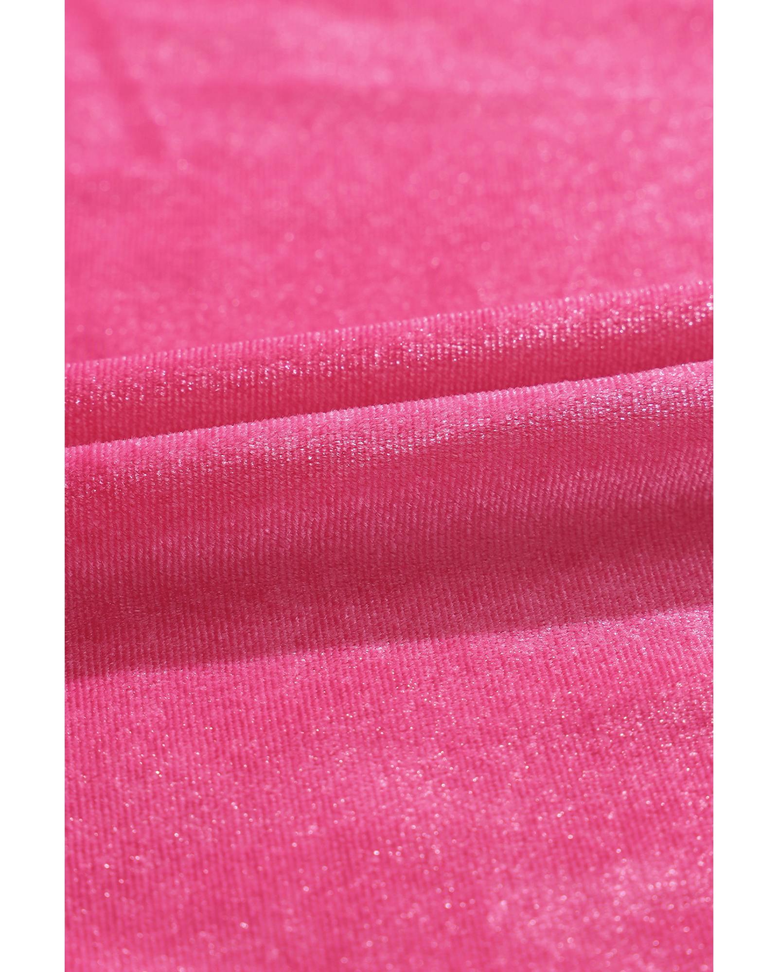 Rose Frilled Neck Smocked Bodice Velvet Dress - XL 3