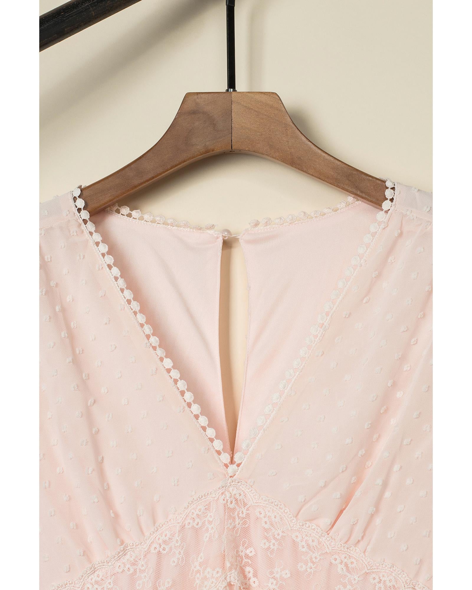 Swiss Dot Lace Trim Maxi Dress - M 5