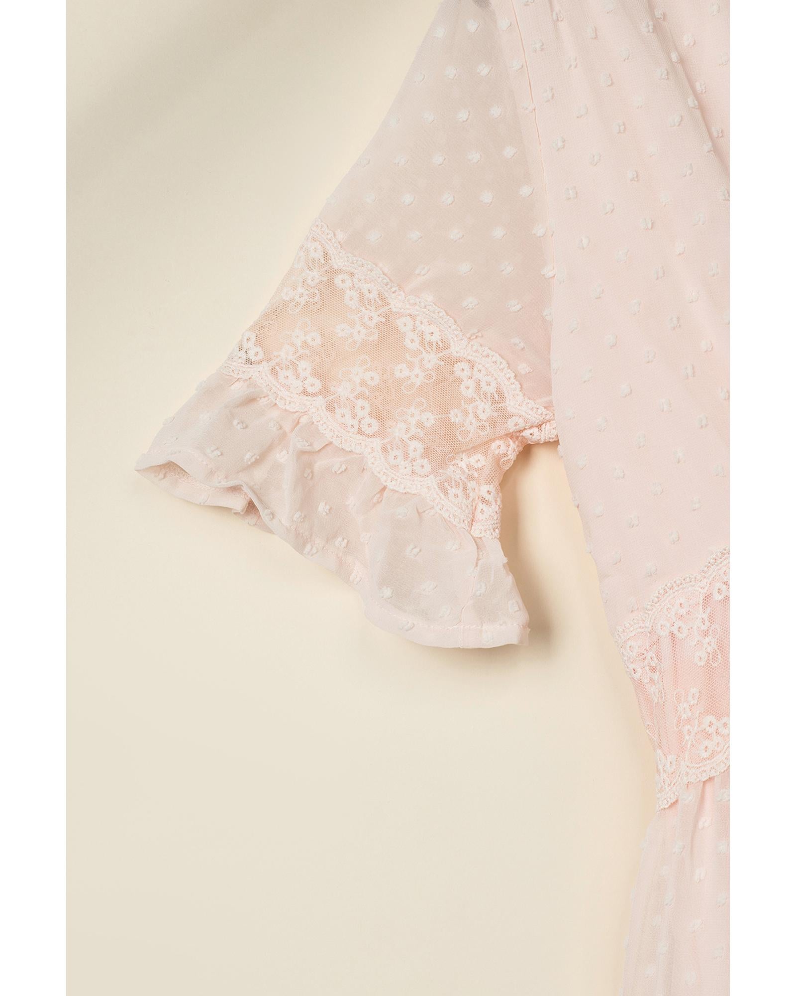 Swiss Dot Lace Trim Maxi Dress - S 7