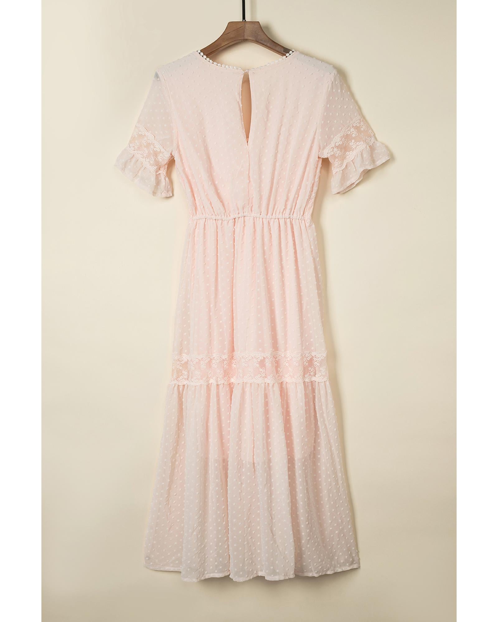 Swiss Dot Lace Trim Maxi Dress - XL 6