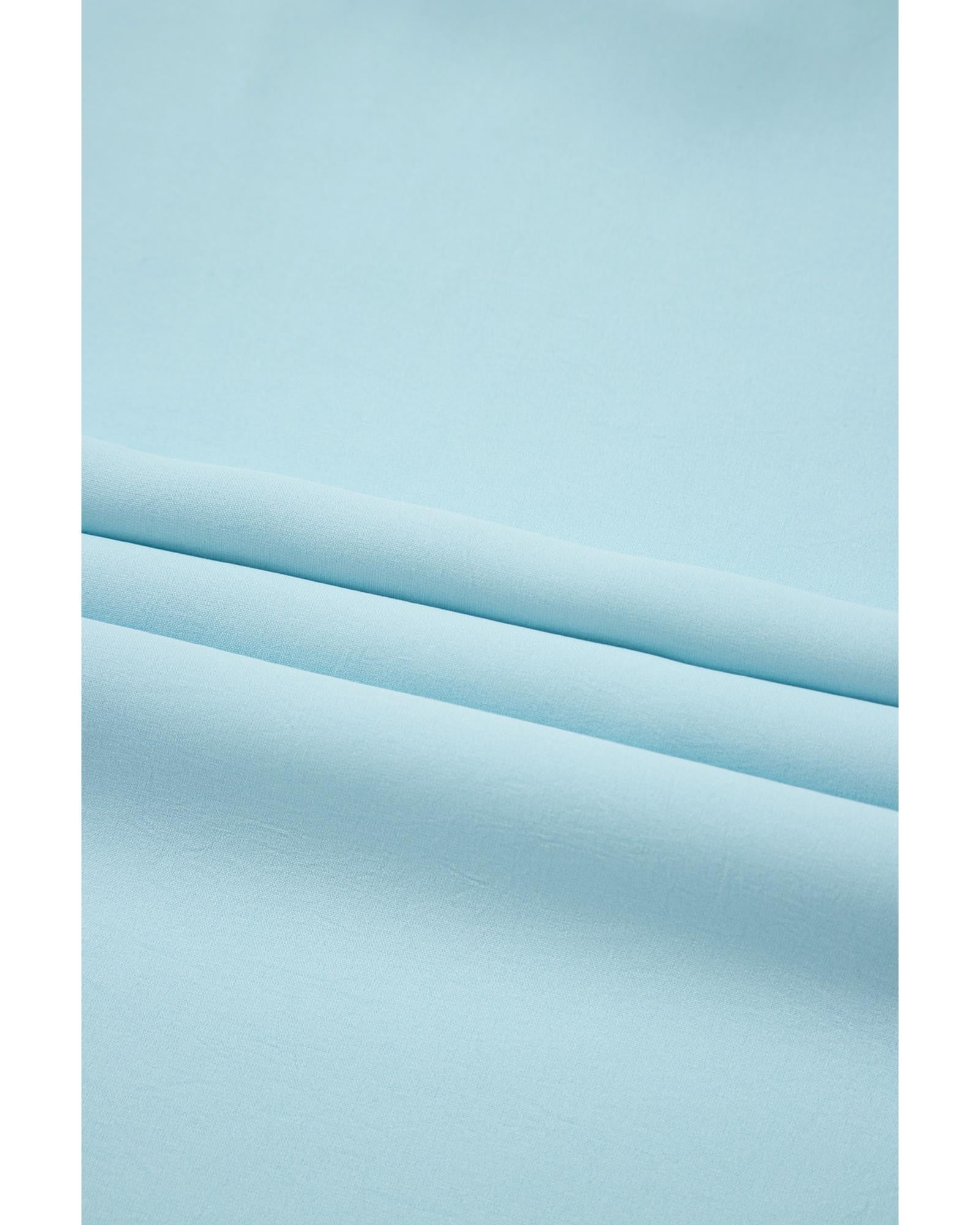 Light Blue Puff Sleeve Pleated High Waist Flowy Long Dress - L 8