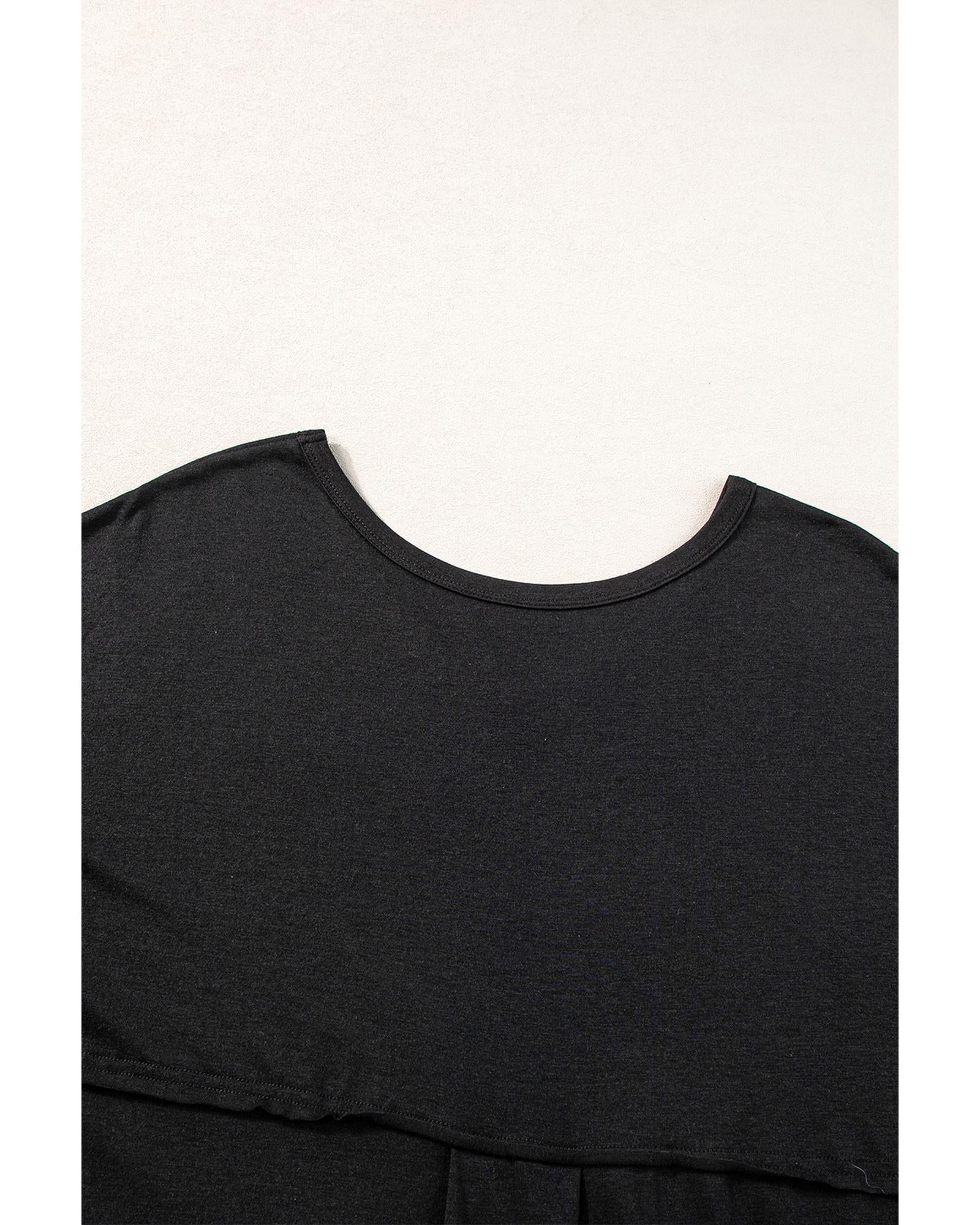 Black V Neck Hidden Pocket Splits Maxi T-shirt Dress - L 4