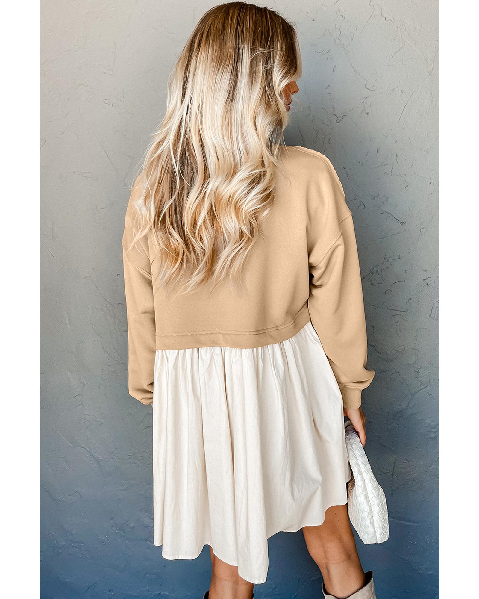 Pale Khaki Sweatshirt Poplin Mini Dress - L 6