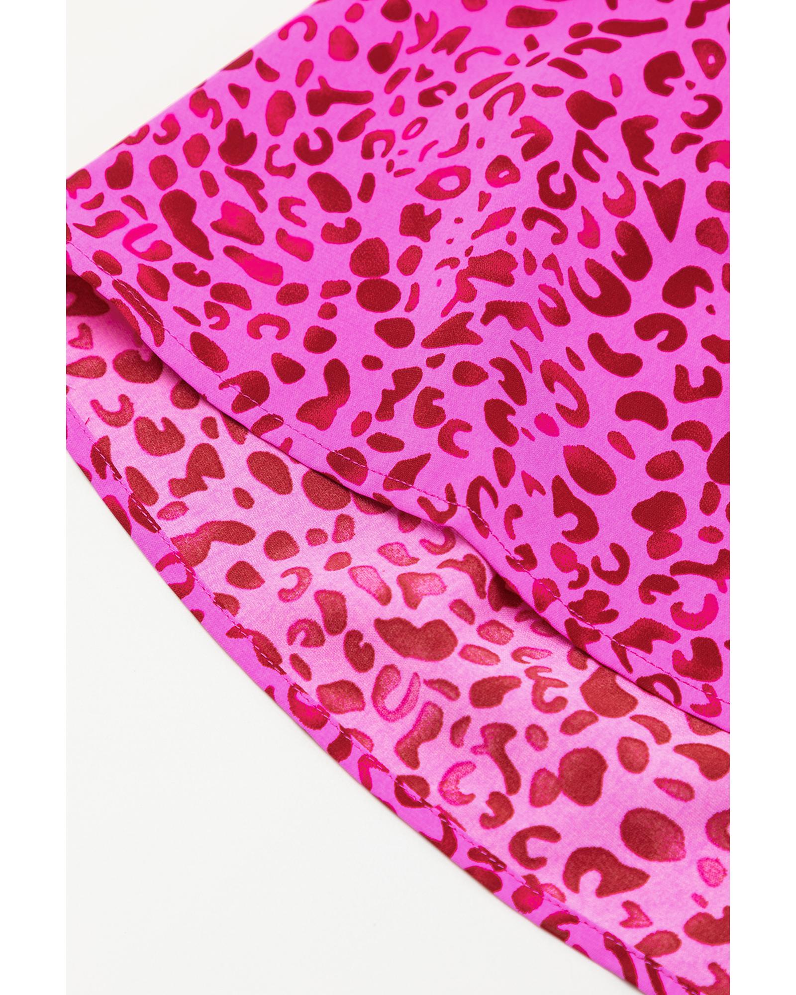 Rose Red Leopard Print Ruffled Trim Tiered Maxi Dress - M 6