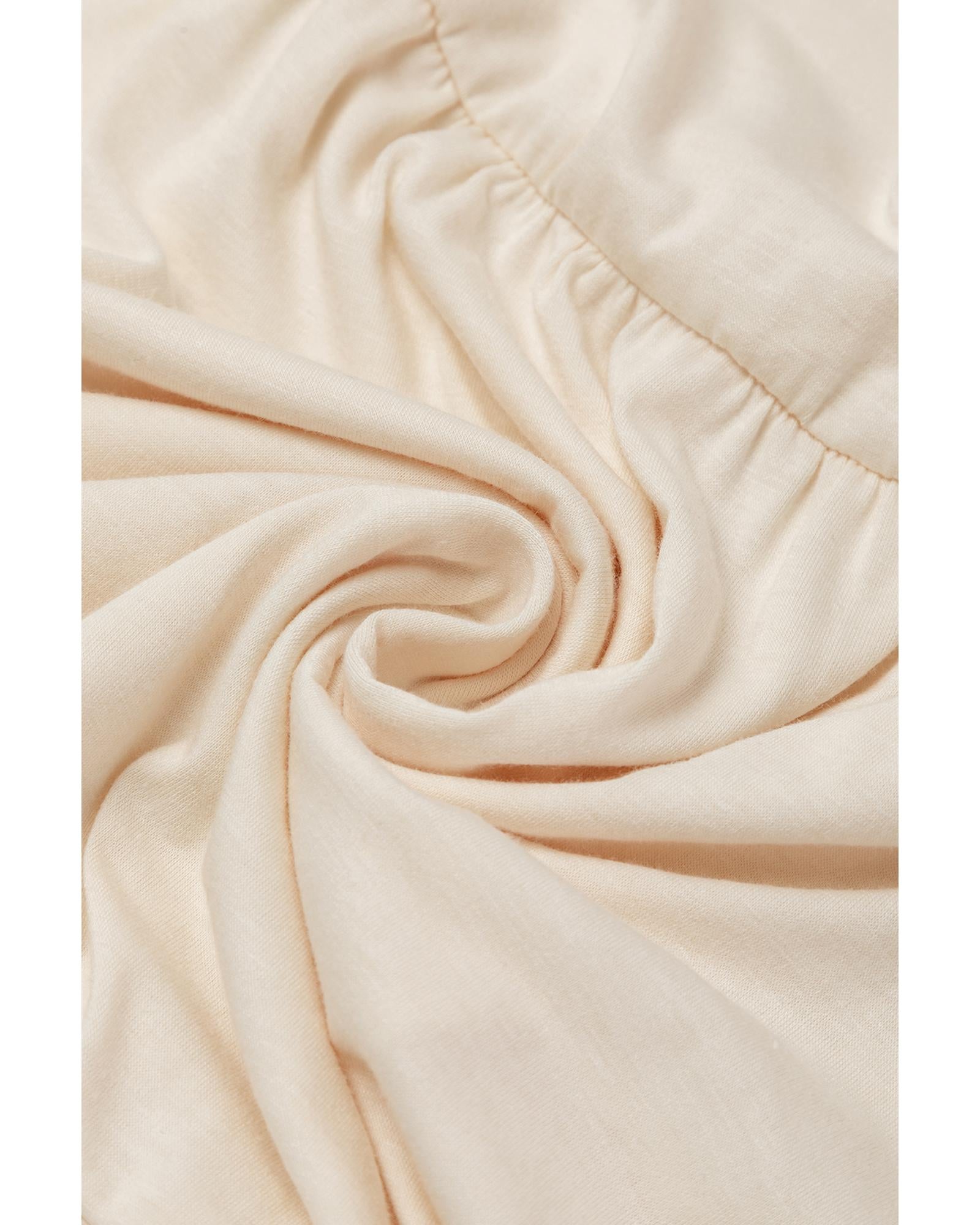 Beige Embellished Puff Sleeve Tiered A-line Dress - S 7