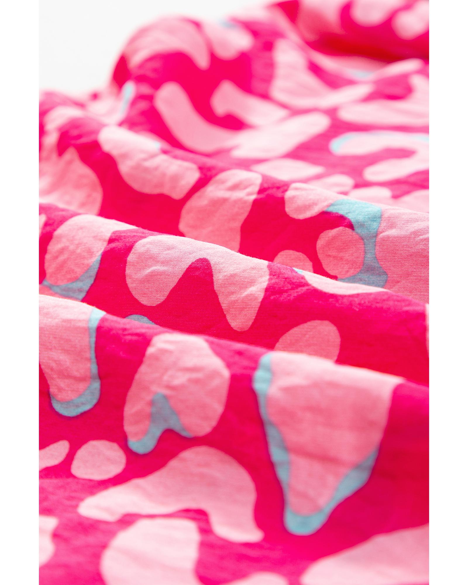 Pink Leopard Ruffle Straps Smocked High Waist Long Dress - L 7