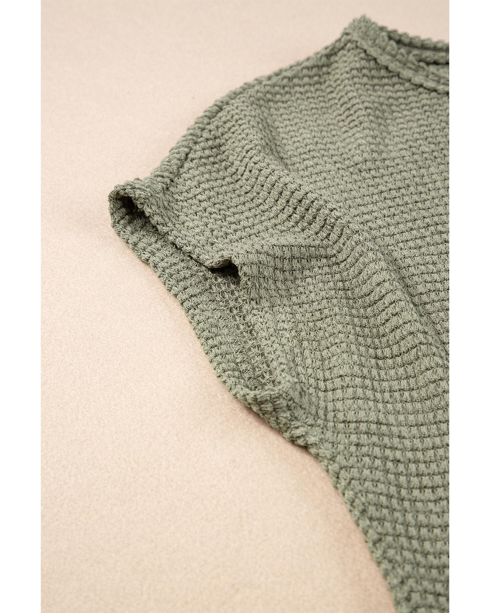 Jungle Green Waffle Texture Curved Hem Side Slit T-shirt Dress - M 7