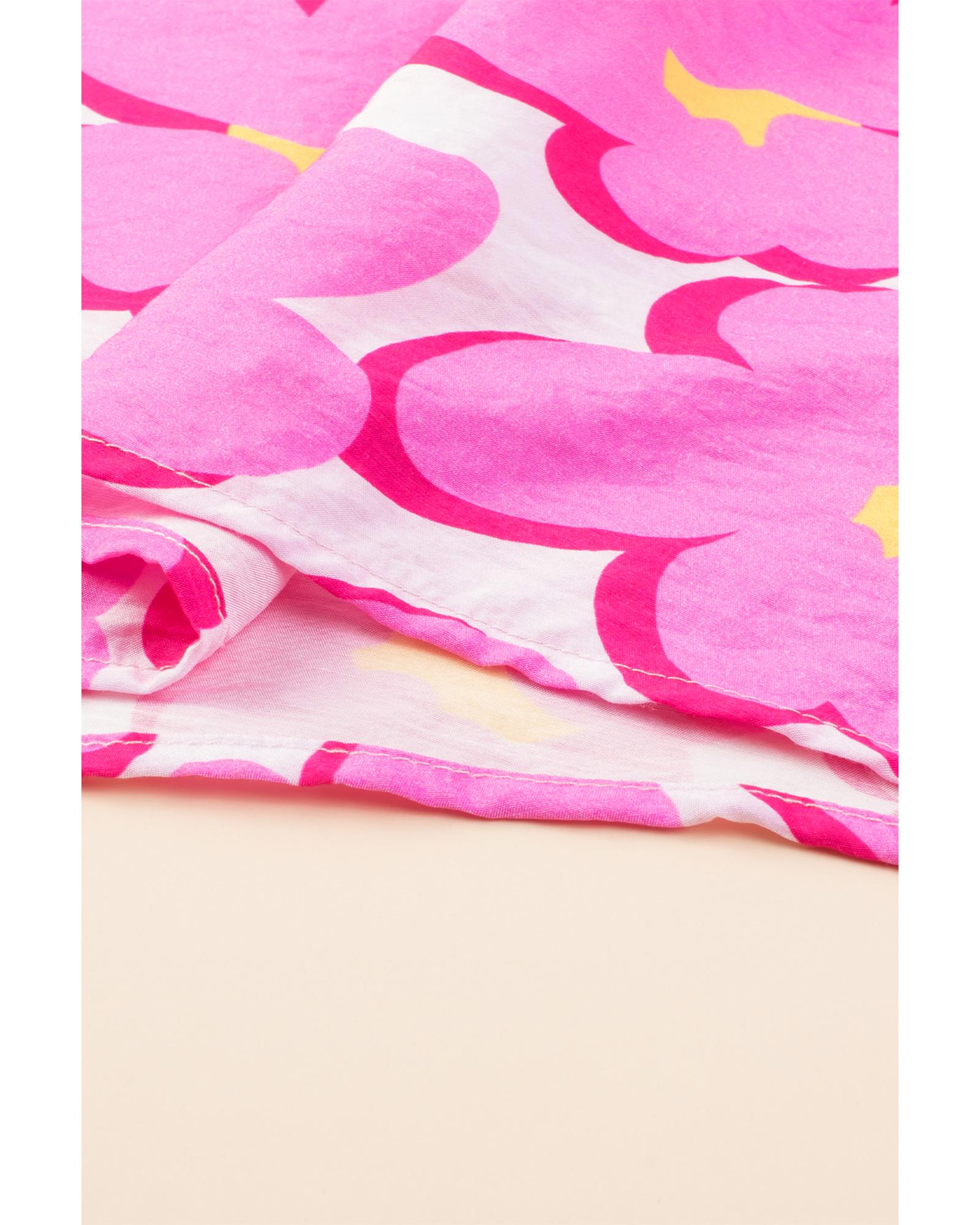 Rose Floral Print Square Neck Empire Waist Flowy Dress - XL