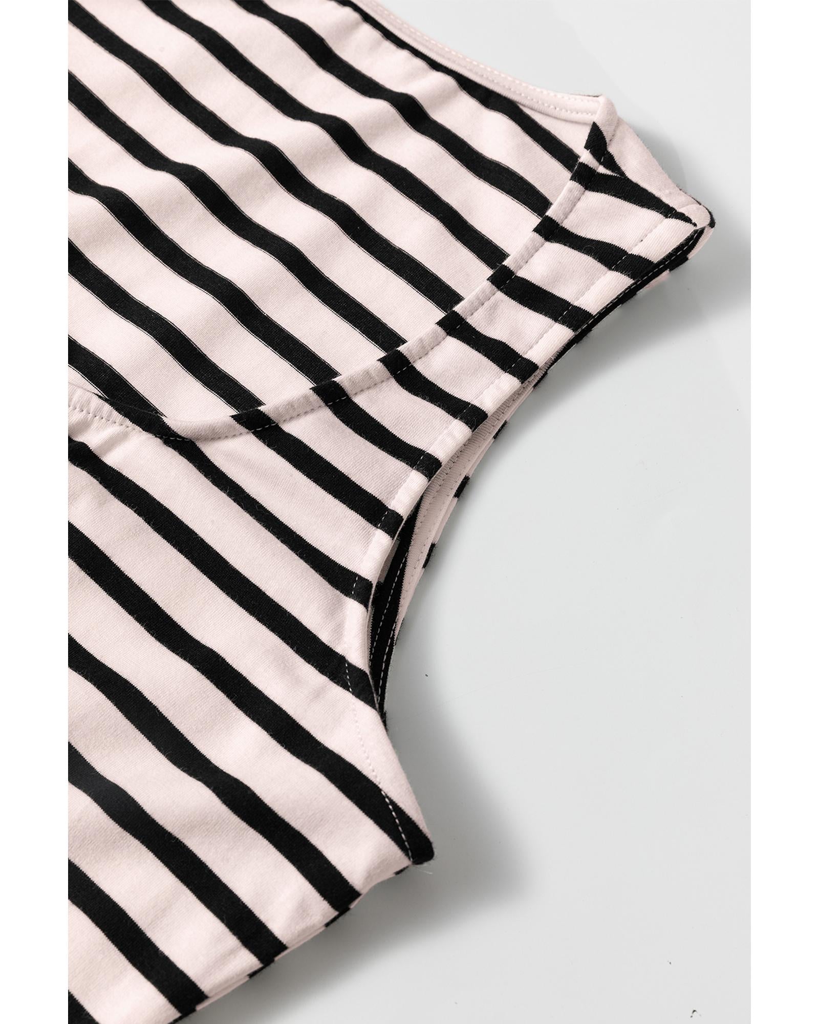 White Striped Print Sleeveless Buttoned Maxi Dress - XL 7