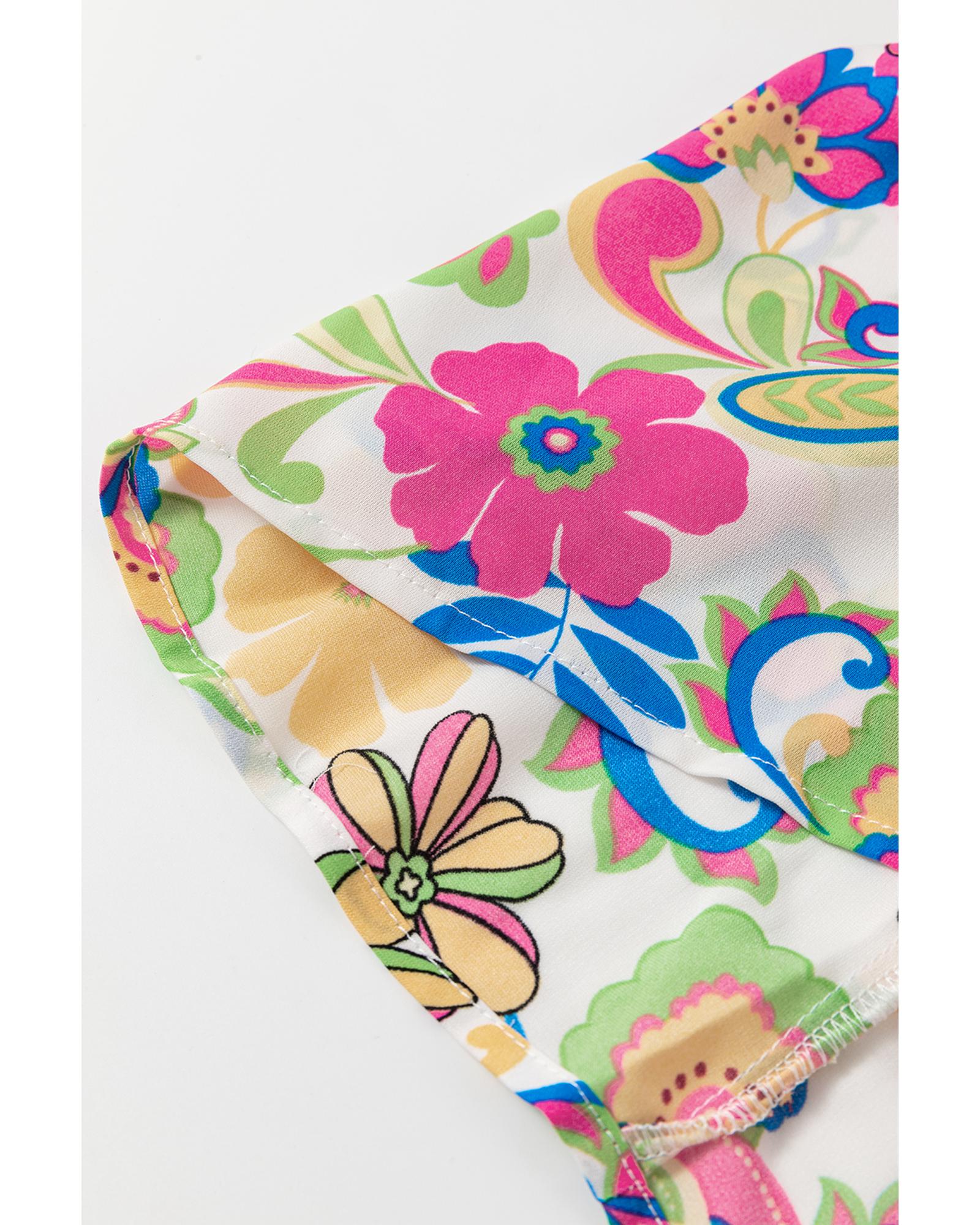 Rose Red Striped Trim Self-tie Straps Floral Maxi Dress - XL 6