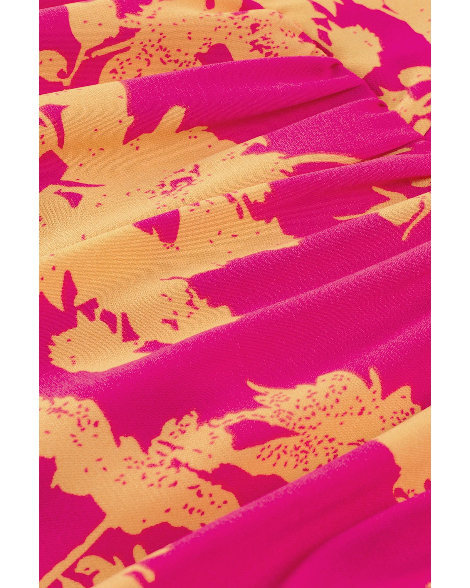 Rose Floral Print Batwing Sleeve Smock Dress - L 8