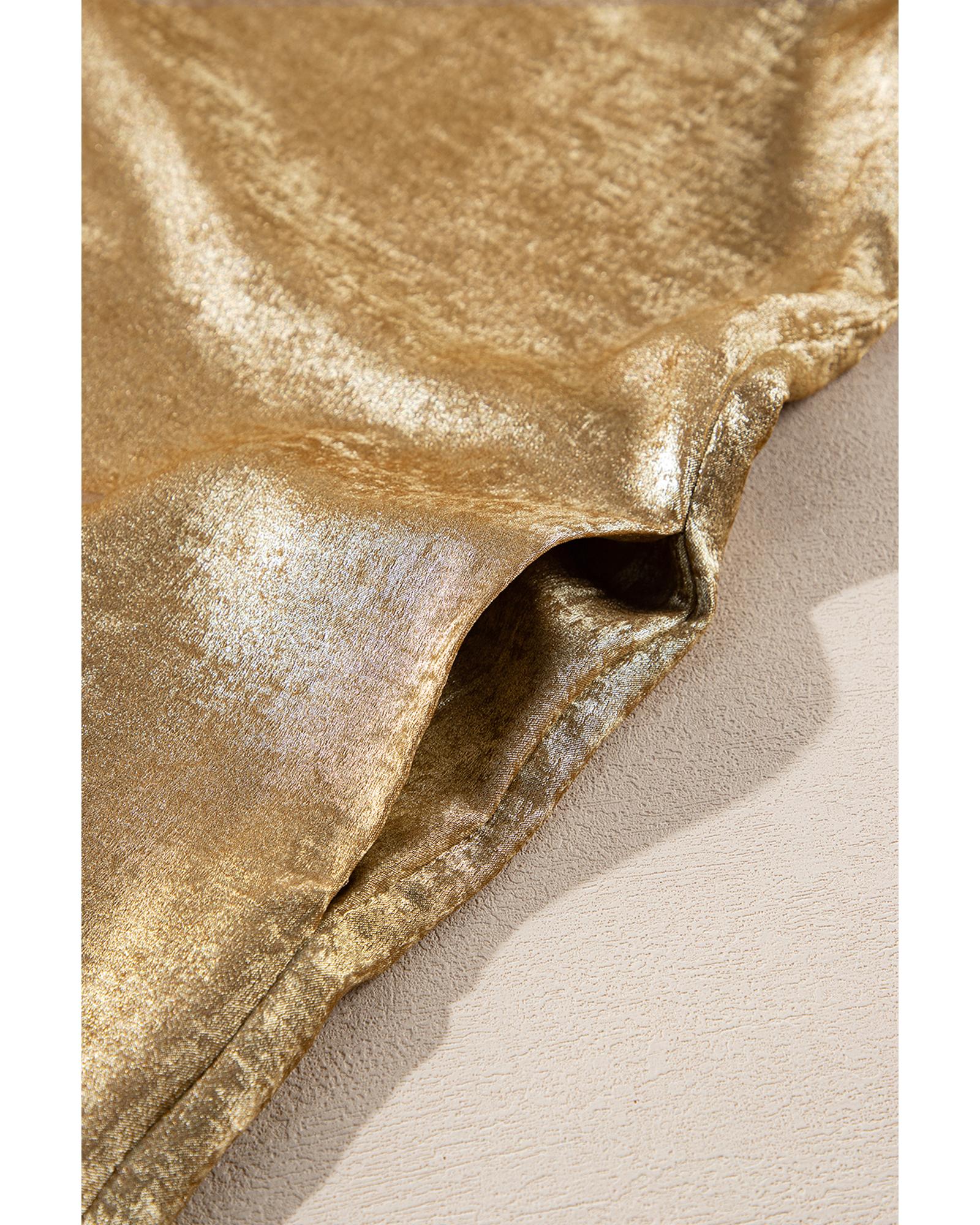 Gold Metallic Luster Crewneck Mini T-Shirt Dress - XL 8