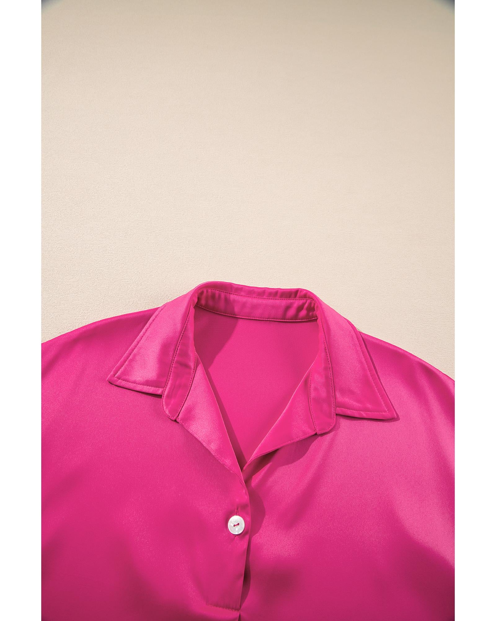 Rose Red Buttoned Collar Shift T-shirt Mini Dress - S 7