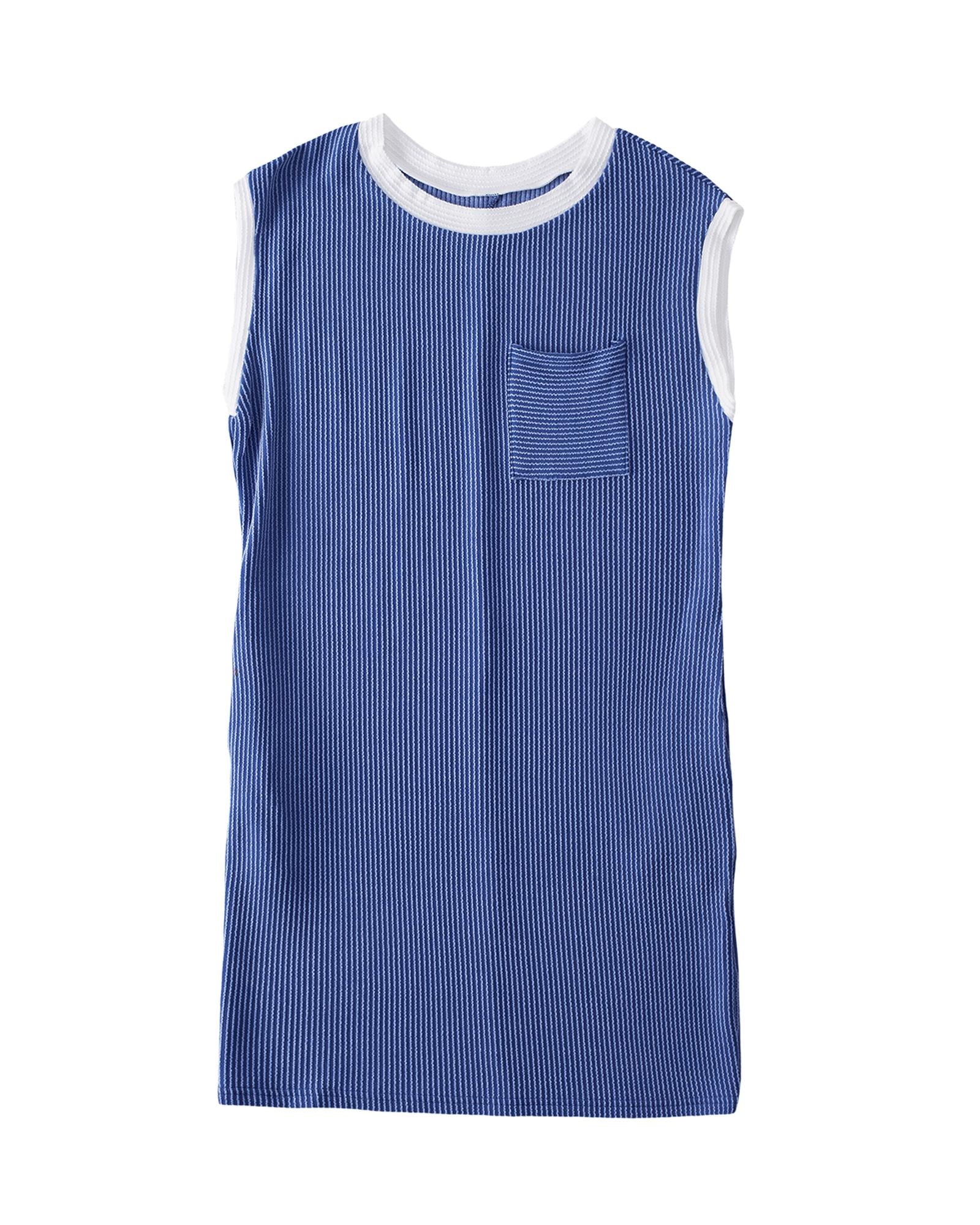 Sail Blue Rib Textured Cap Sleeve T-Shirt Dress - XL 5