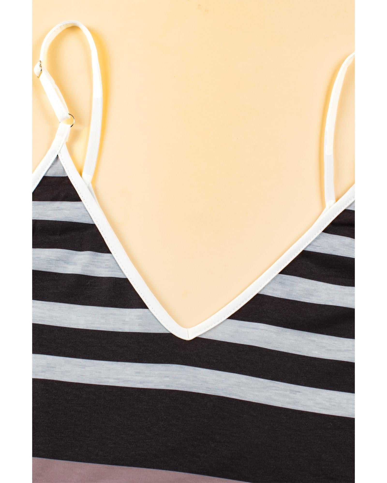 Multicolour Mixed Stripes Spaghetti Straps V Neck Maxi Dress - XL 6